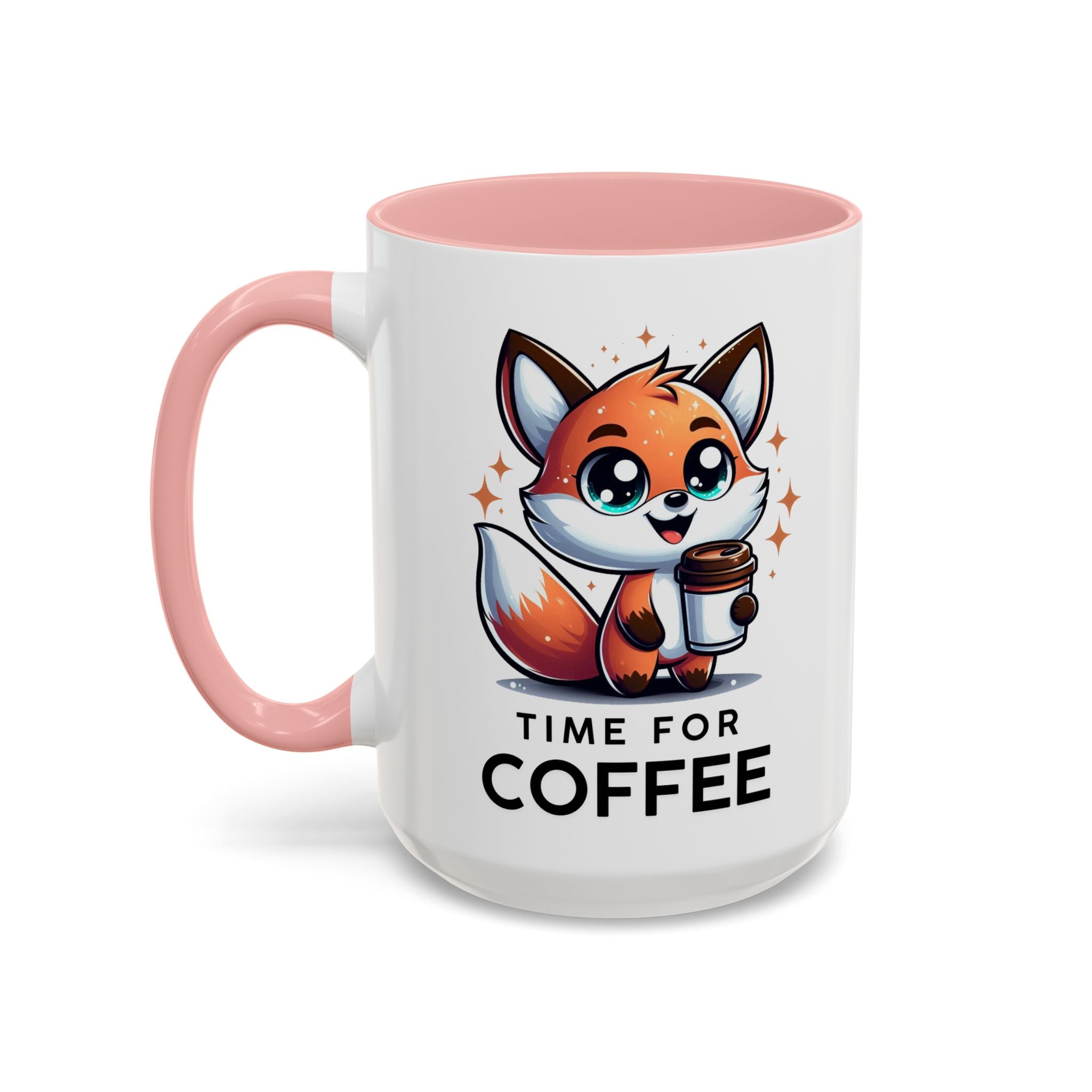 Cute Fox Coffee Mug - Time for Coffee, Animal Lover Gift, Fun Kitchenware, Personalize for Birthdays, Office Decor