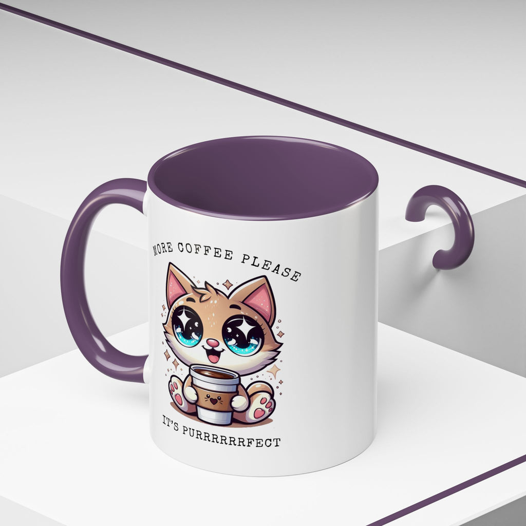Cute Cat Coffee Mug - More Coffee Please, Adorable Gift for Cat Lovers, Fun Kitchen Decor, Perfect for Birthdays or Holidays