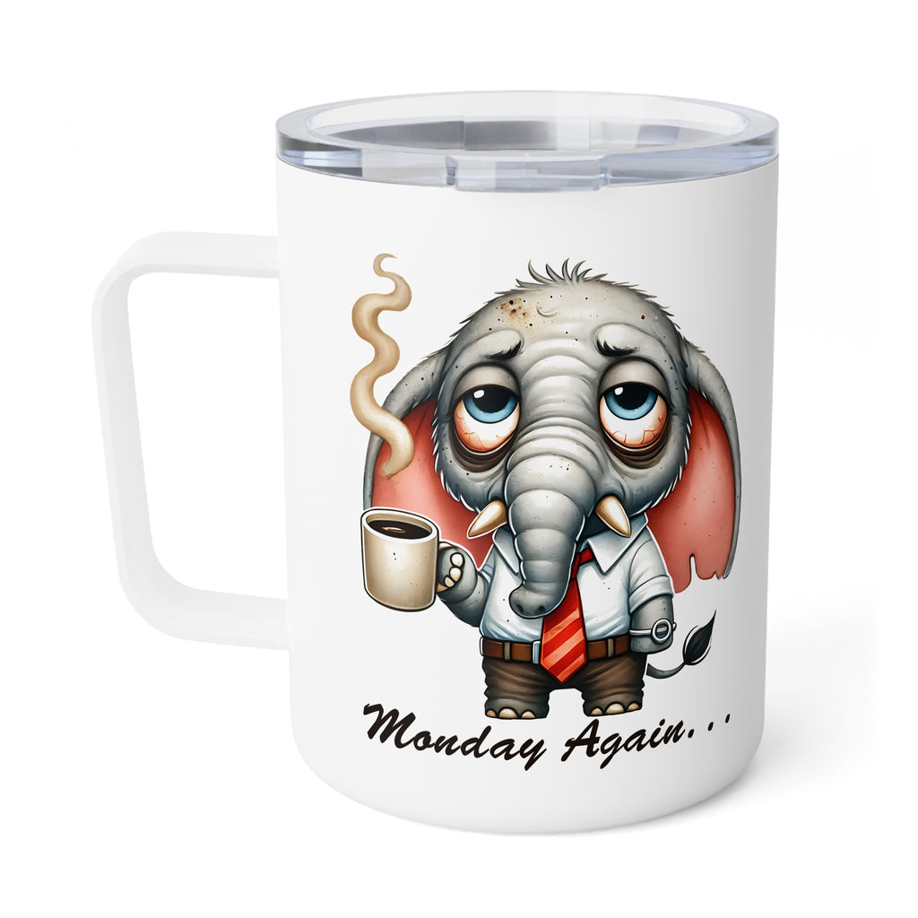 Funny Elephant Monday Again Travel Mug, Insulated Stainless Steel Coffee Cup
