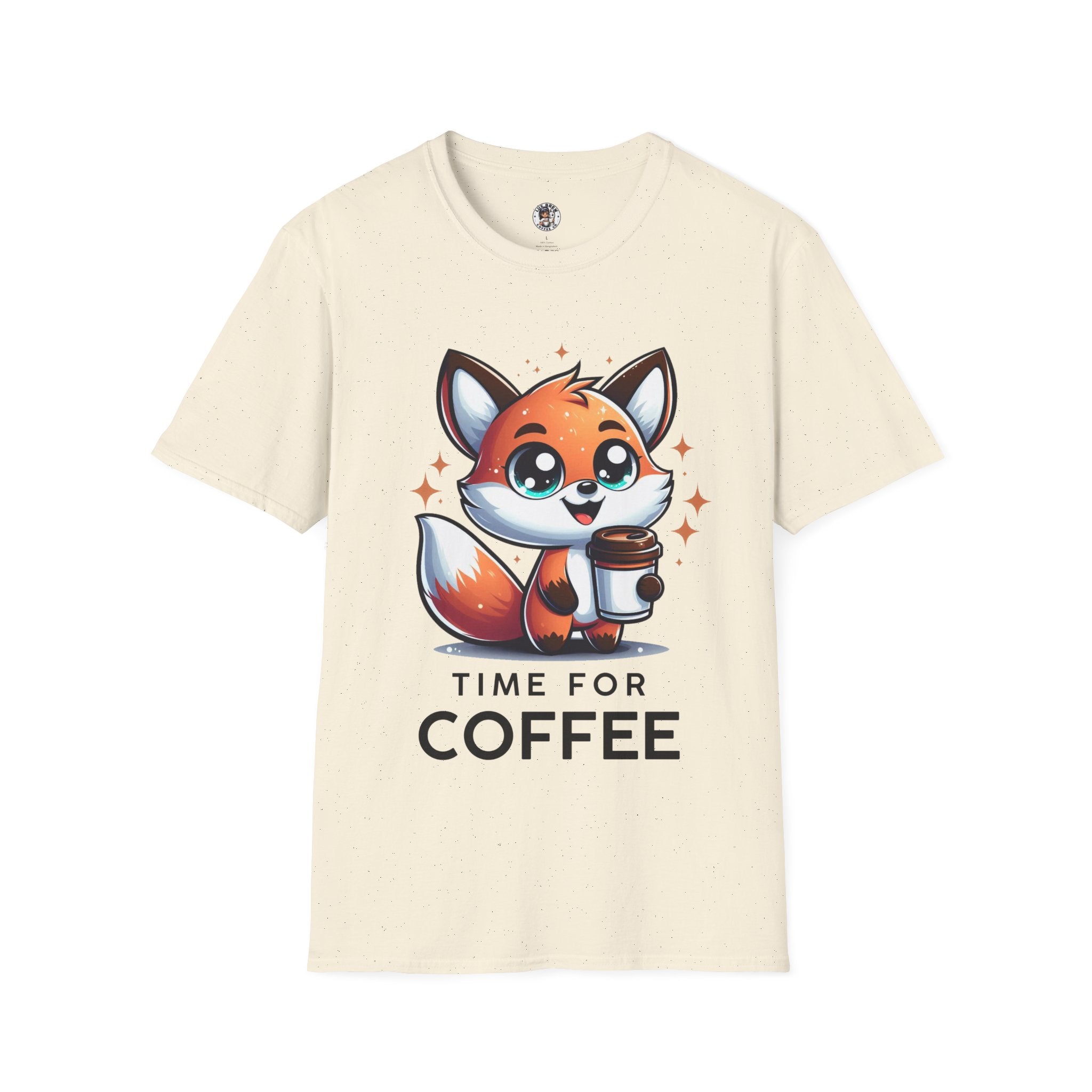 Time For Coffee Cute Fox Unisex Softstyle T-Shirt