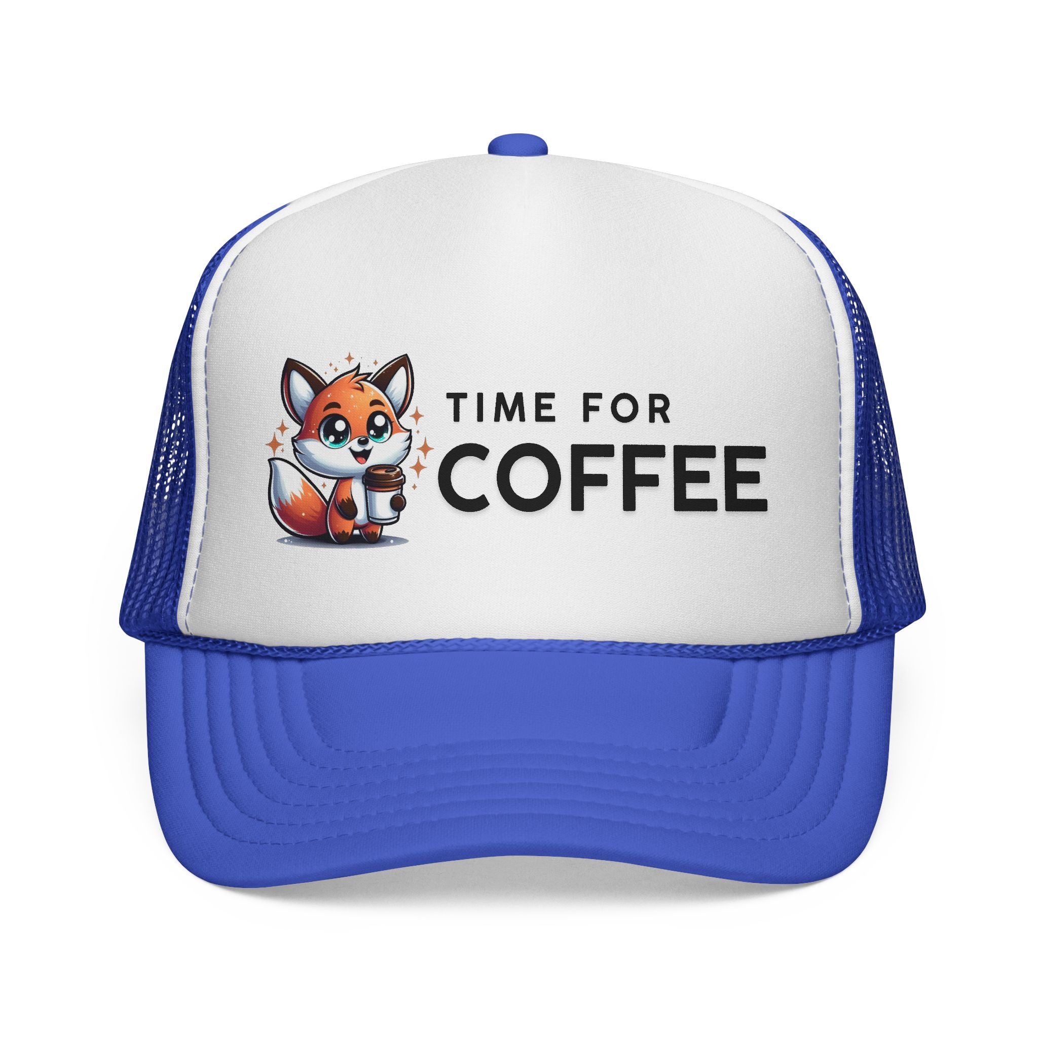 Time for Coffee Trucker Cap – Fun Fox Design | Perfect Gift for Coffee Lovers, Outdoor Adventures, Birthdays, Friends, Casual Style