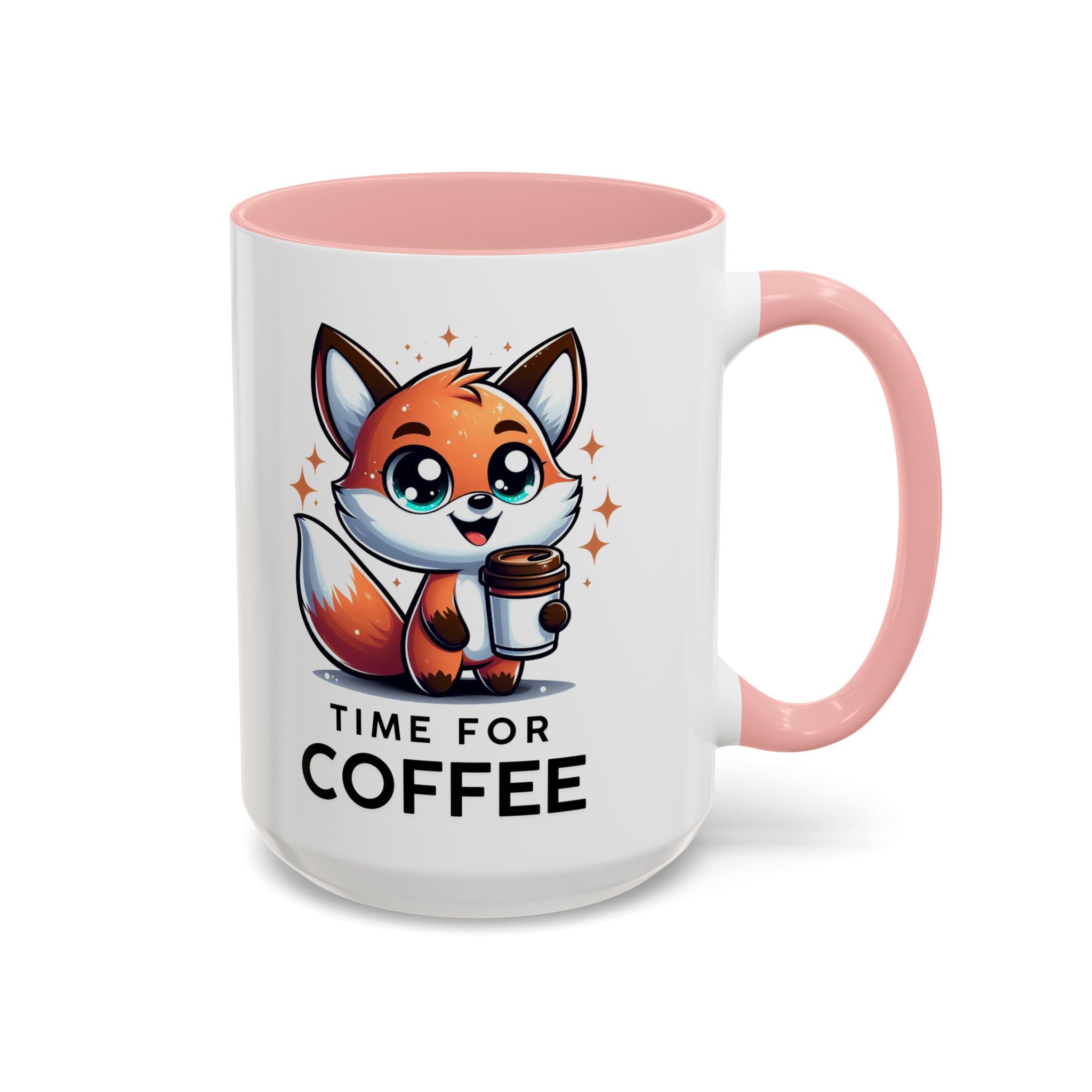 Cute Fox Coffee Mug - Time for Coffee, Animal Lover Gift, Fun Kitchenware, Personalize for Birthdays, Office Decor