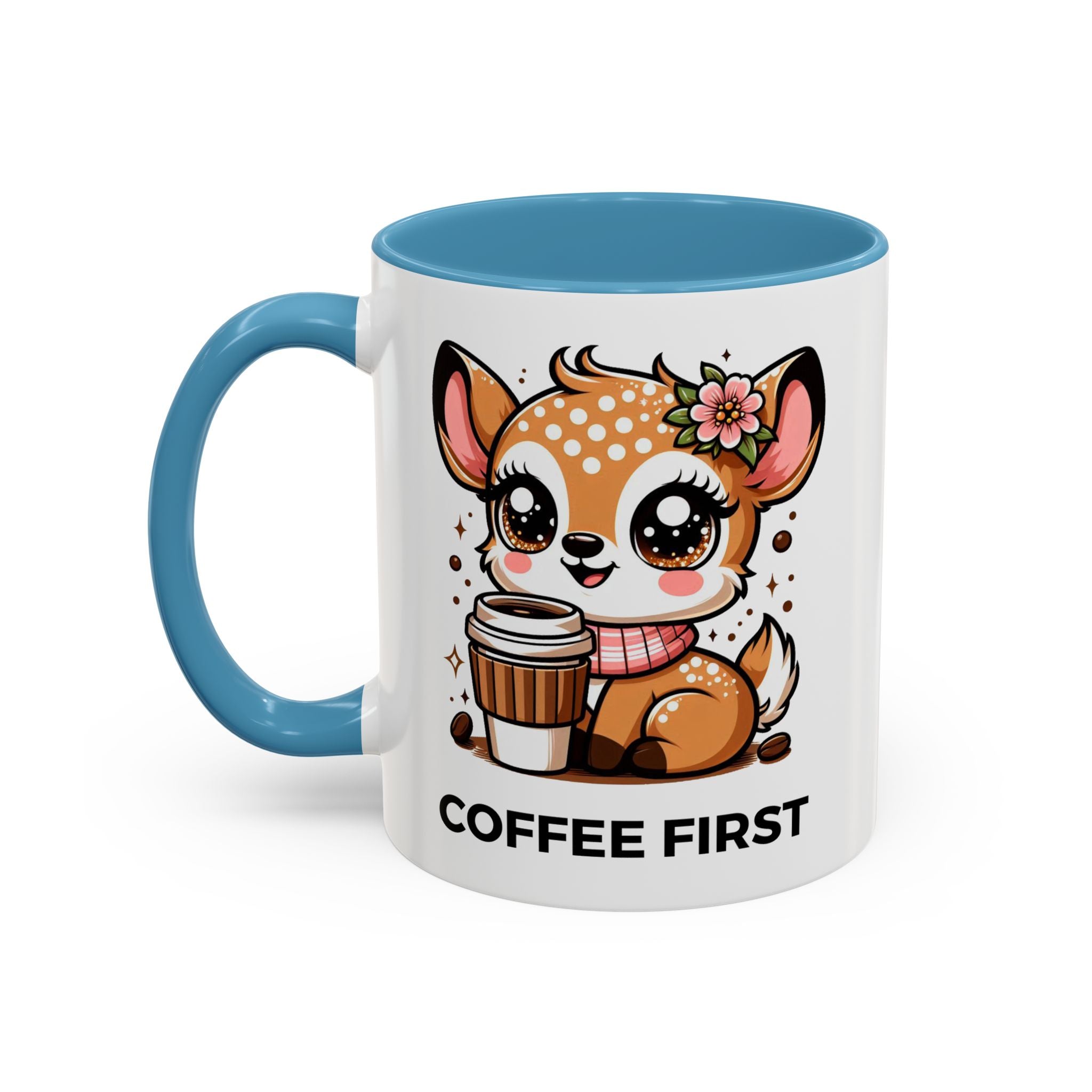 Cute Coffee Mug, Coffee First, Animal Lover Gift, Kawaii Mug, Adorable Animal Coffee Cup