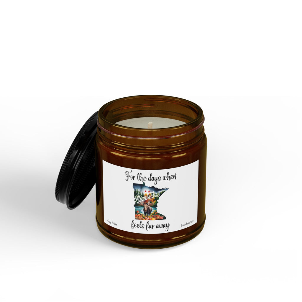 When Minnesota feels far away, Homesick Minnesota Gift, State Candle, Minnesota Souvenir, Scented Soy Candles Black Lid, Eco-friendly Gift