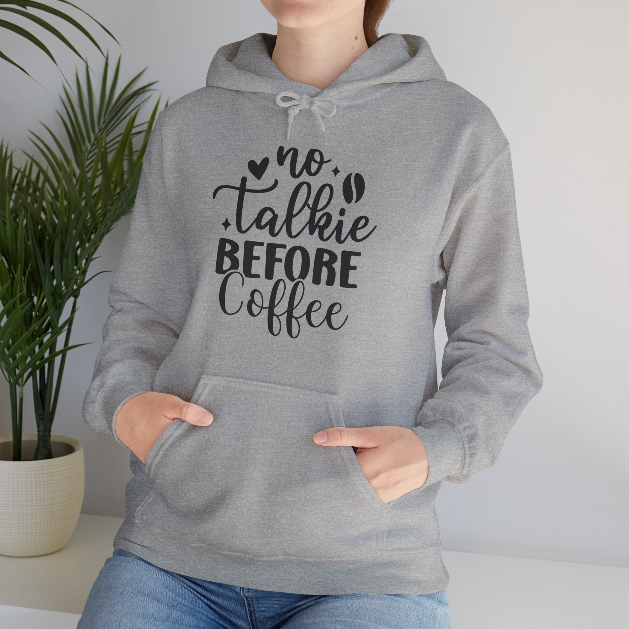 Hoodie - "No Talkie Before Coffee" Cozy Coffee Lover Pullover, Coffee Lovers Unisex Hoodie