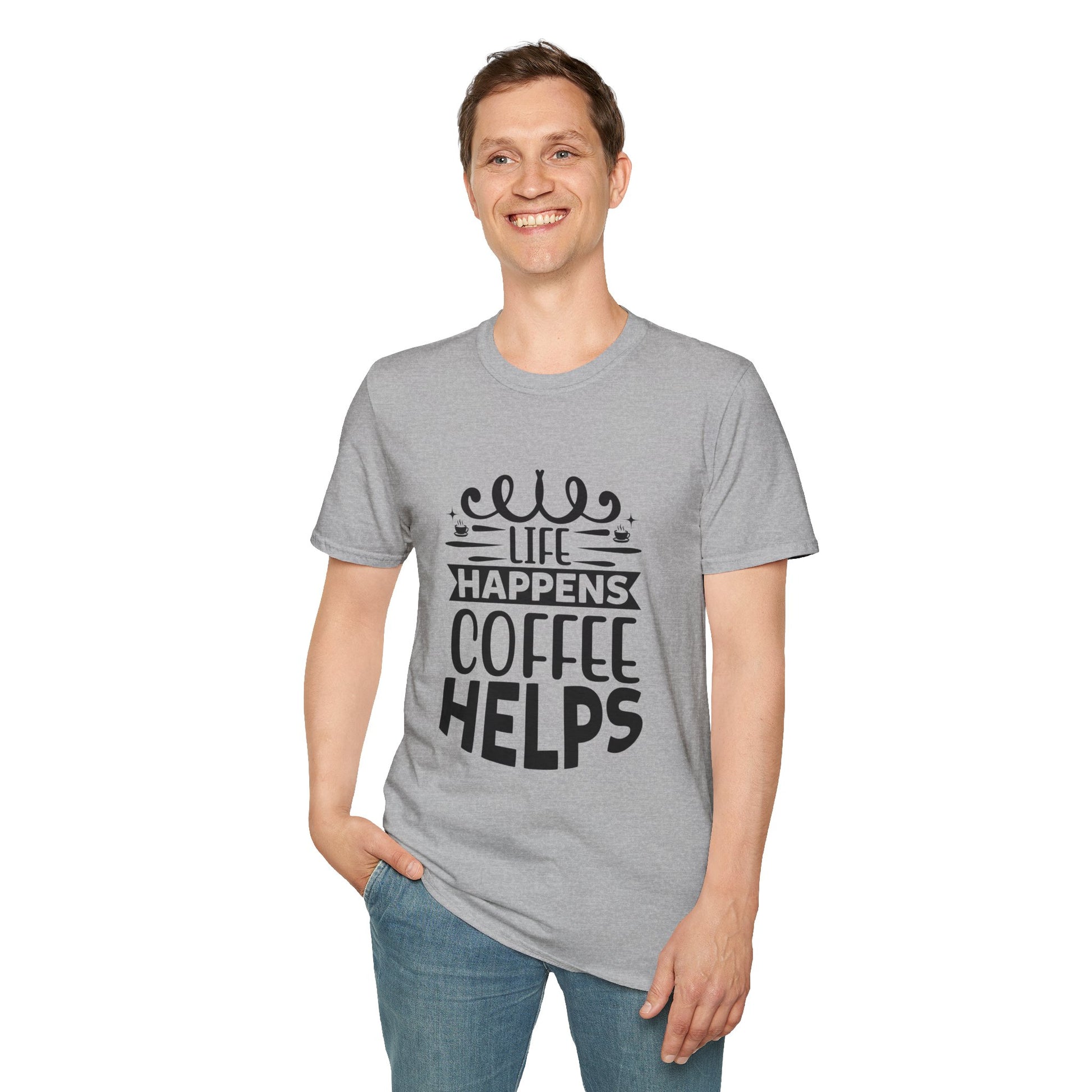 Life Happens Coffee Helps Unisex T-Shirt, T-Shirt for Coffee Lovers