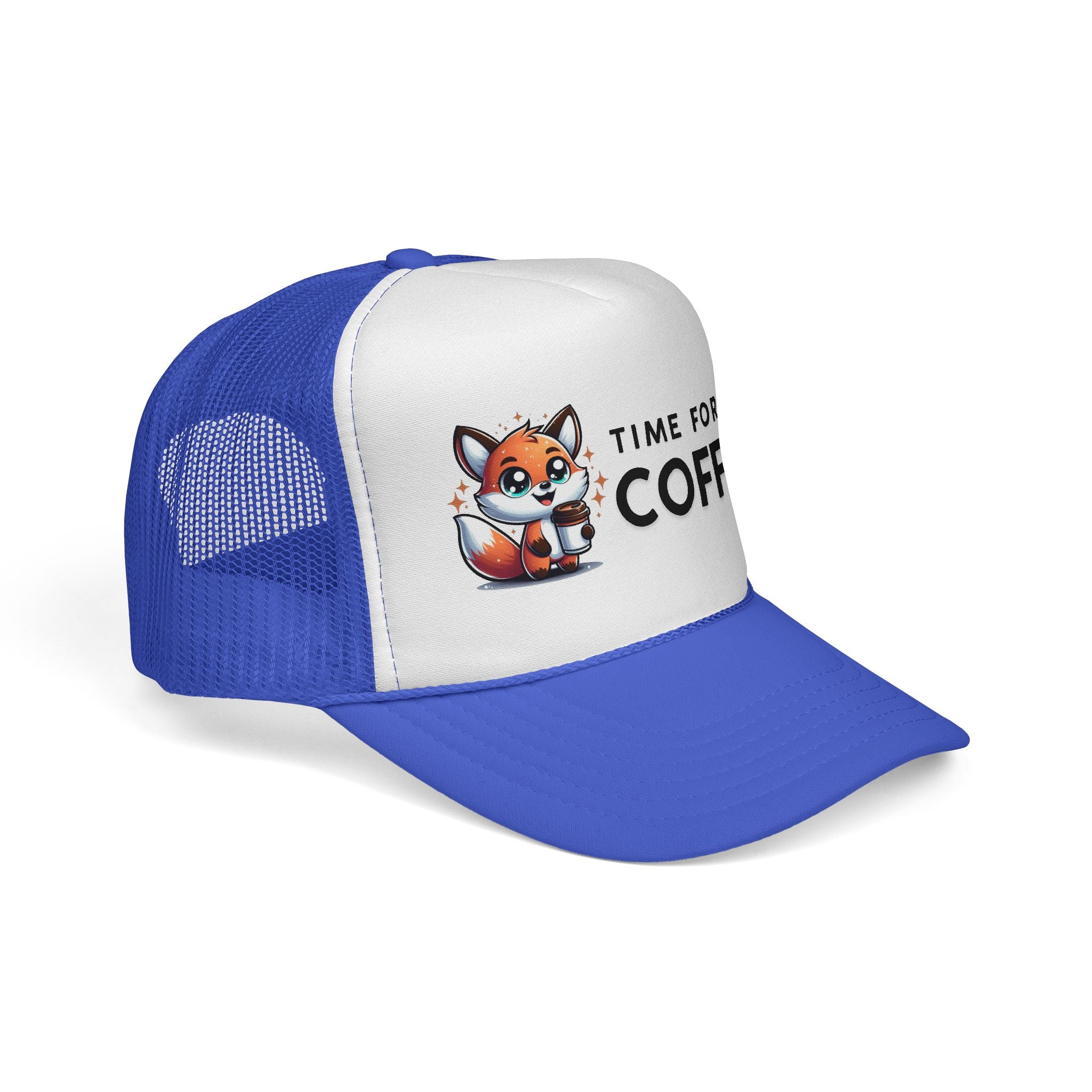 Time for Coffee Trucker Cap – Fun Fox Design | Perfect Gift for Coffee Lovers, Outdoor Adventures, Birthdays, Friends, Casual Style