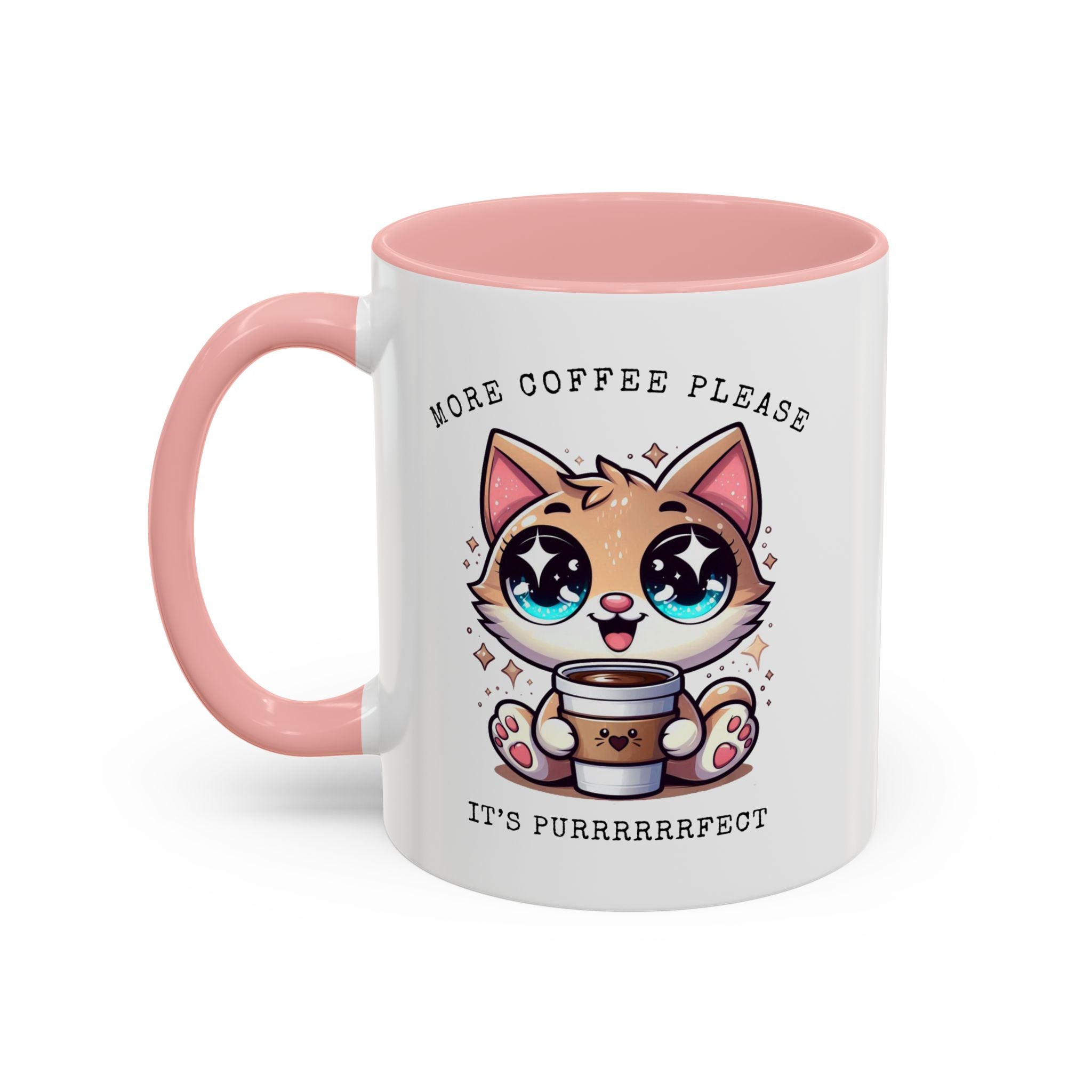 Cute Cat Coffee Mug - More Coffee Please, Adorable Gift for Cat Lovers, Fun Kitchen Decor, Perfect for Birthdays or Holidays