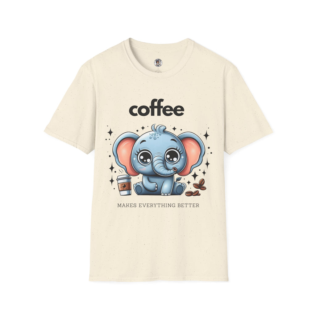 Coffee Makes Everything Better Cute Elephant Unisex Softstyle T-Shirt