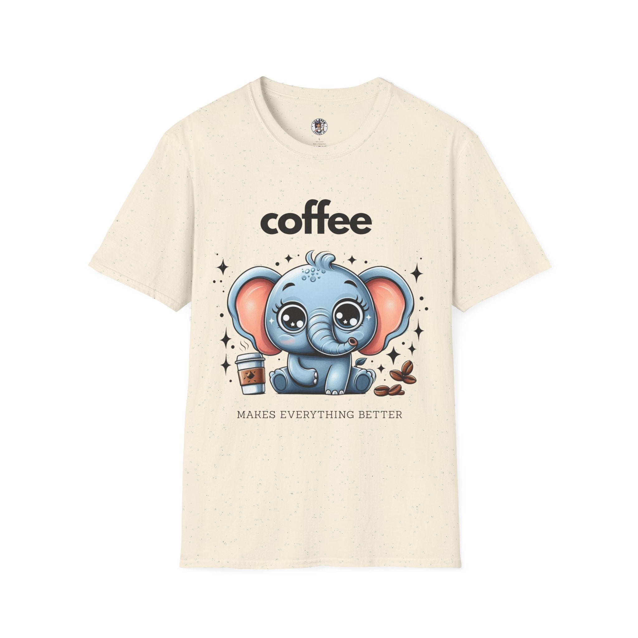 Coffee Makes Everything Better Cute Elephant Unisex Softstyle T-Shirt