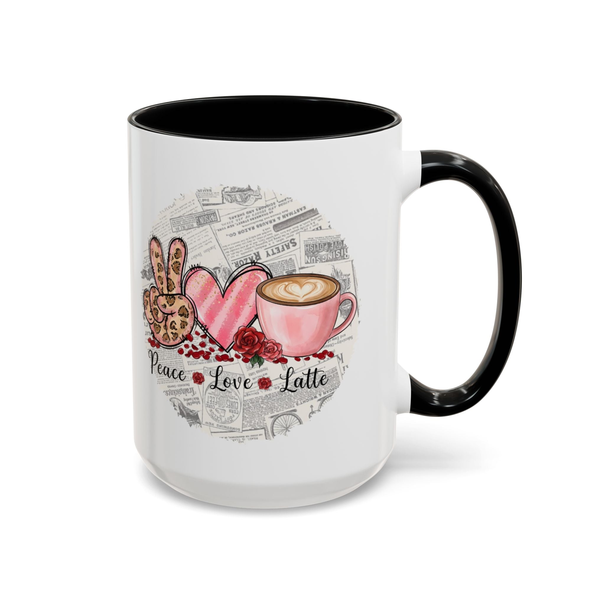 Peace Love Latte Coffee Mug (11, 15oz), Mug for Coffee Lovers, Gift for her for him, Coworker gift ideas, Valentine Coffee Mug, Cute Mug