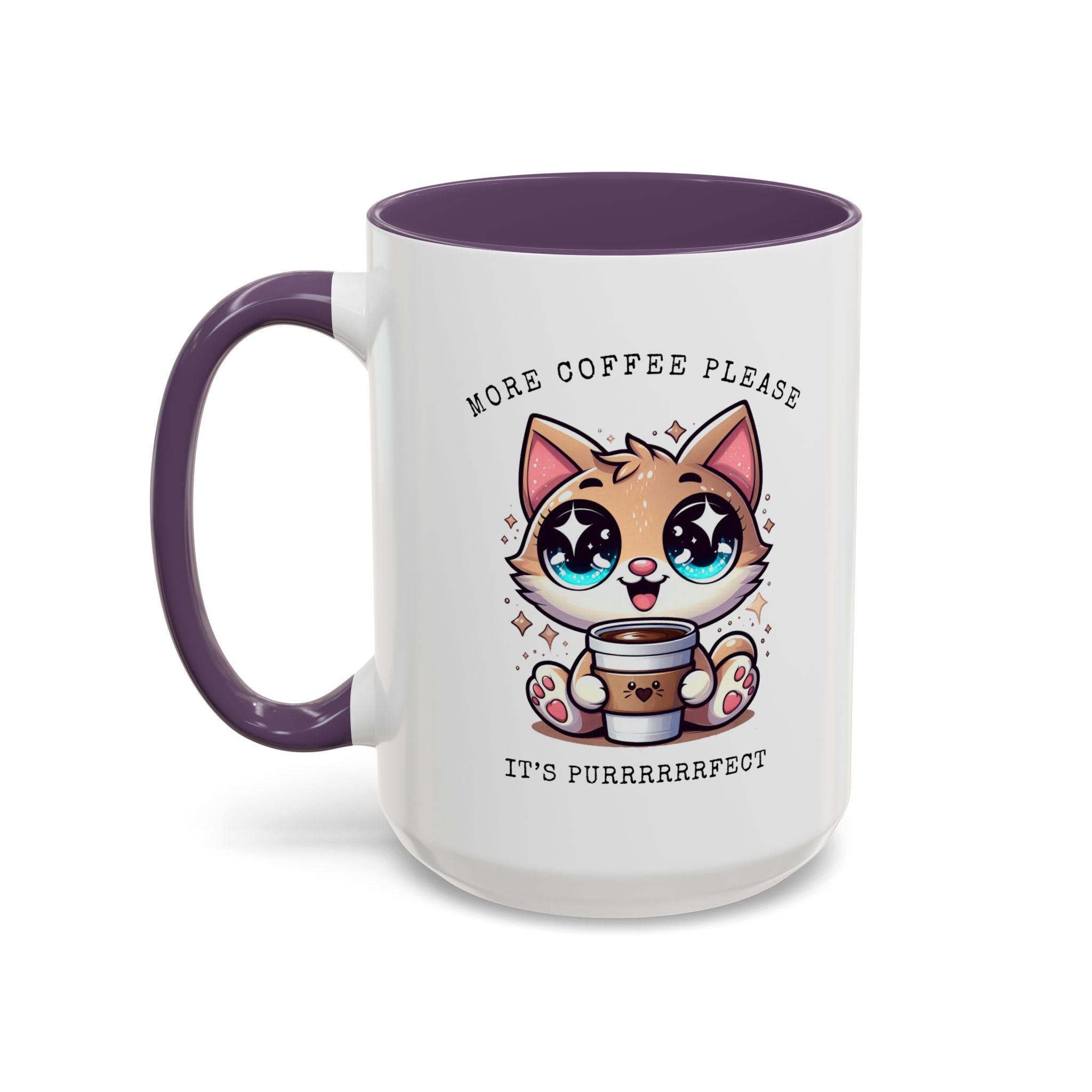 Cute Cat Coffee Mug - More Coffee Please, Adorable Gift for Cat Lovers, Fun Kitchen Decor, Perfect for Birthdays or Holidays
