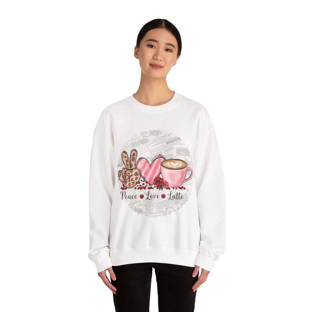 Peace Love Latte Crewneck Sweatshirt, Coffee Sweatshirt Love, Coffee Lovers Gift for Teacher, Coworker gift ideas, Sweatshirt for Coffee Lovers