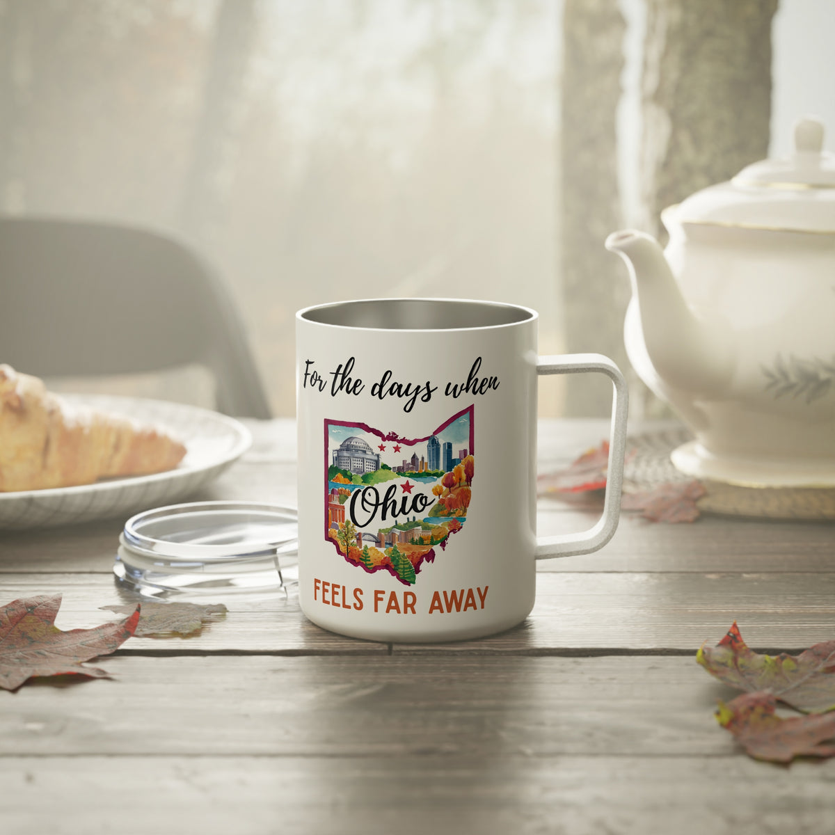 Ohio feels far away Insulated Coffee Mug, Missing Ohio Coffee tumbler, Homesick Mug