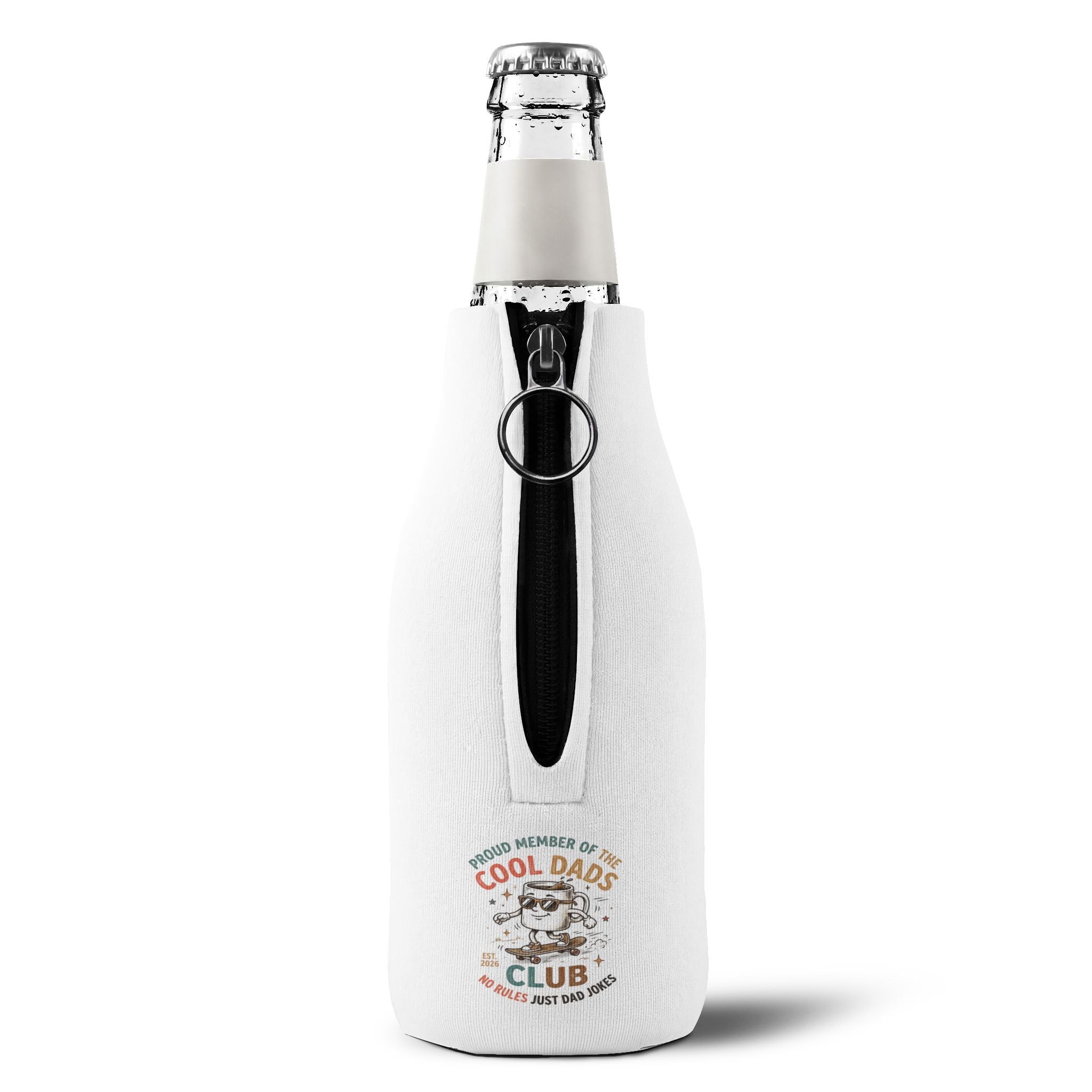 Proud Member of the Cool Dads Club No Rules Just Dad Jokes Zip-Up Bottle Cooler Sleeve