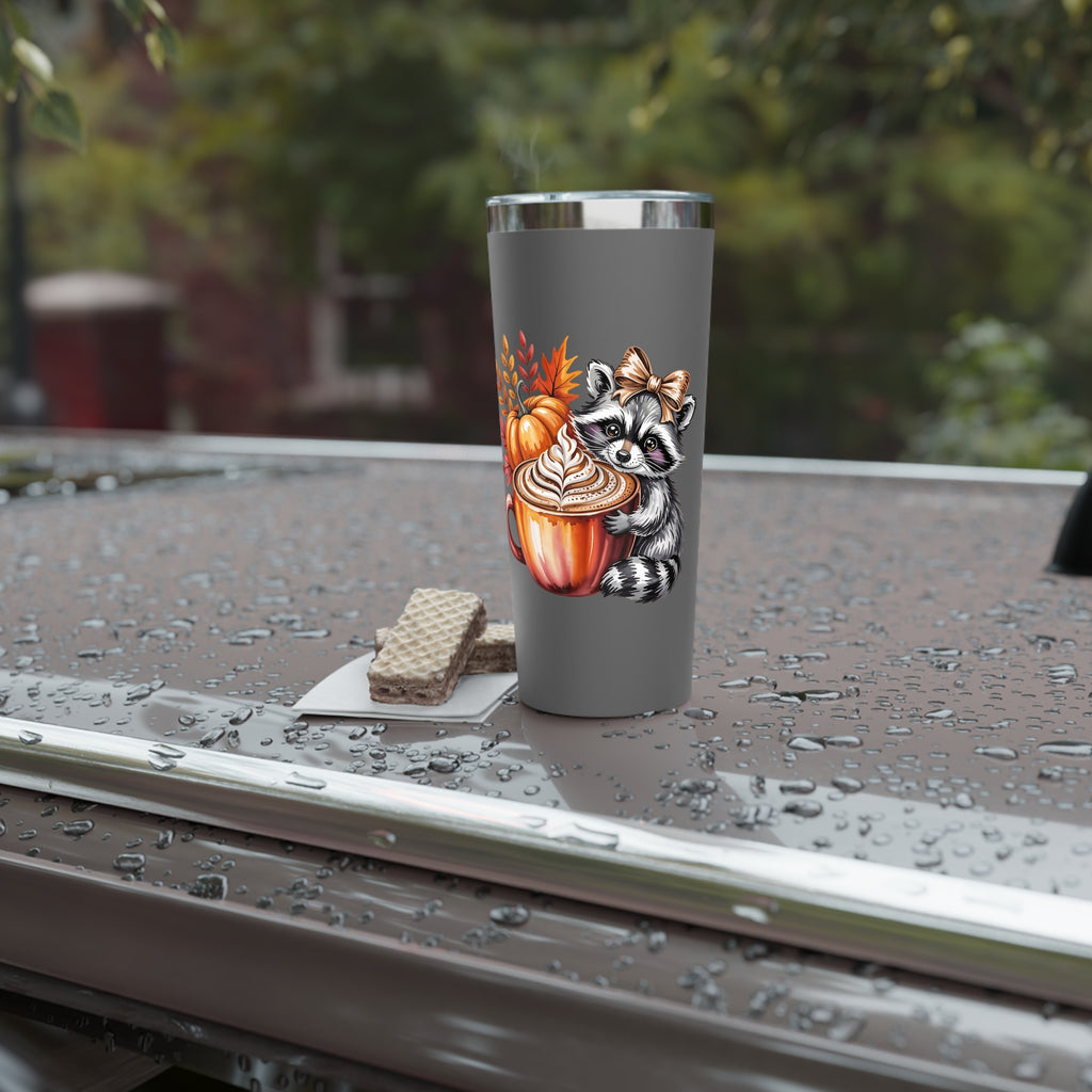 Cute Raccoon Fall Tumbler, Insulated Travel Mug for Coffee Lovers, Pumpkin Design, Perfect Gift for Autumn, Holiday Sipper