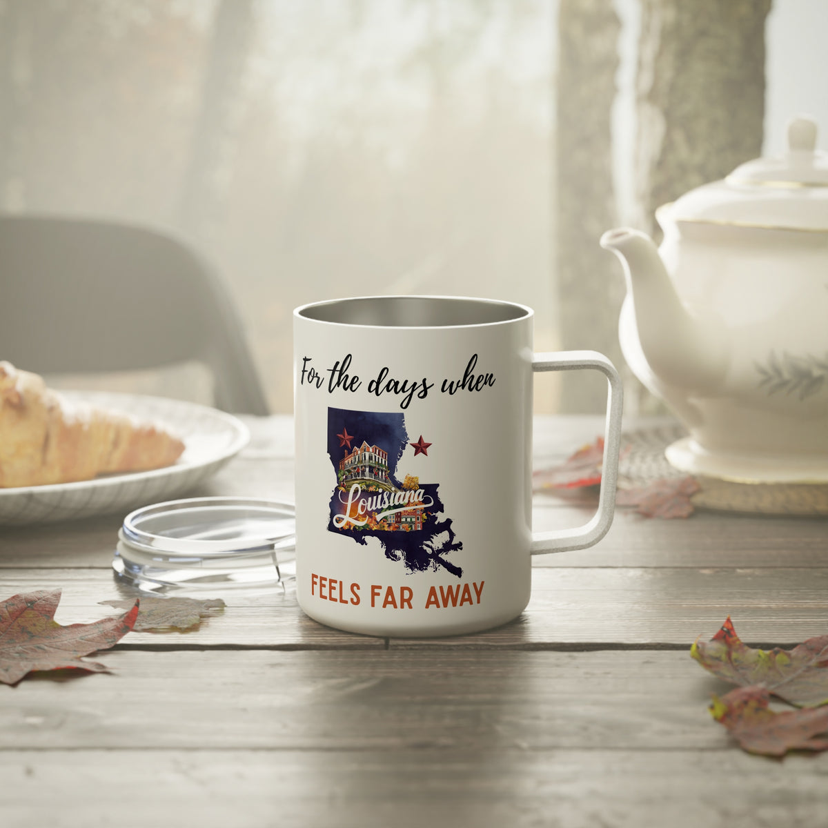 Louisiana feels far away Insulated Coffee Mug, Missing Louisiana Coffee tumbler, Homesick Mug