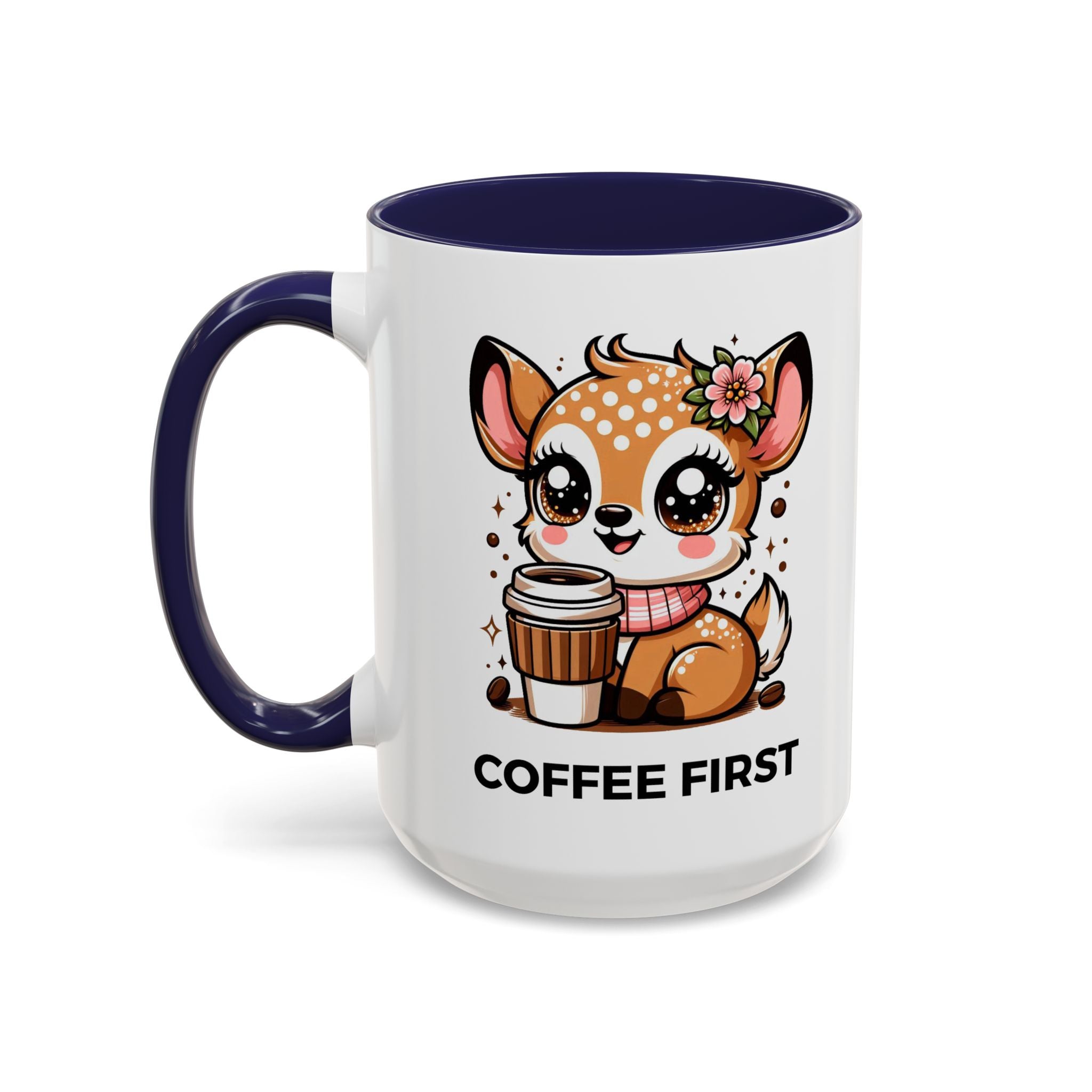Cute Coffee Mug, Coffee First, Animal Lover Gift, Kawaii Mug, Adorable Animal Coffee Cup