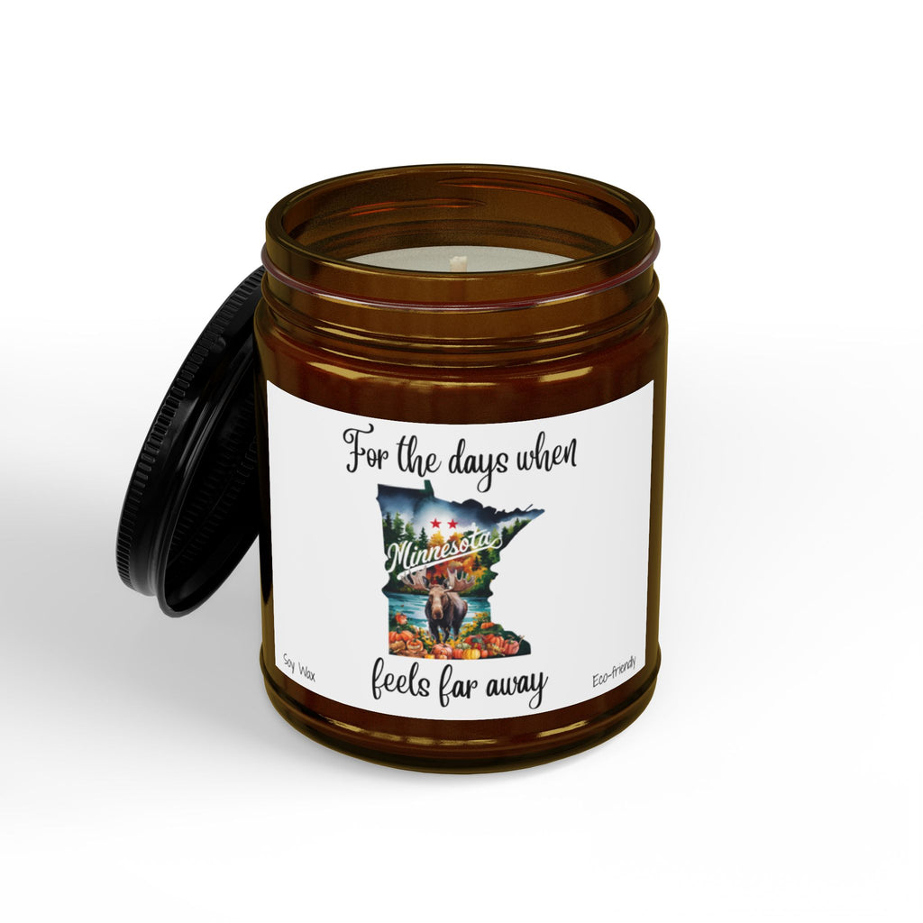 When Minnesota feels far away, Homesick Minnesota Gift, State Candle, Minnesota Souvenir, Scented Soy Candles Black Lid, Eco-friendly Gift