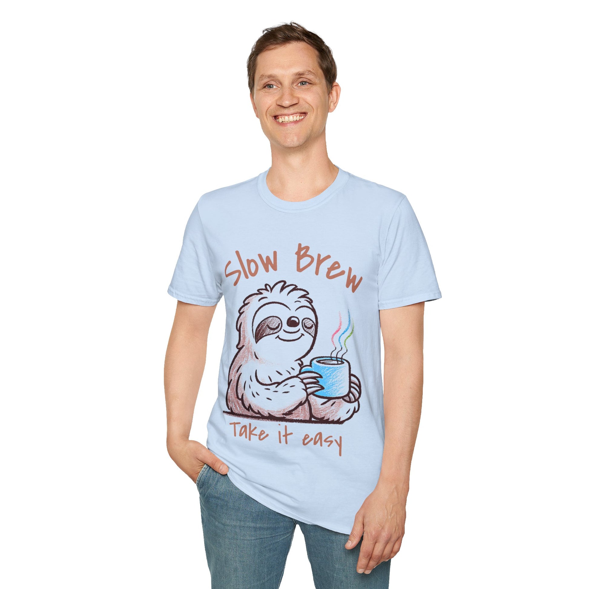 Slow Brew take it easy T-Shirt, Coffee Lovers Unisex Softstyle T-Shirt