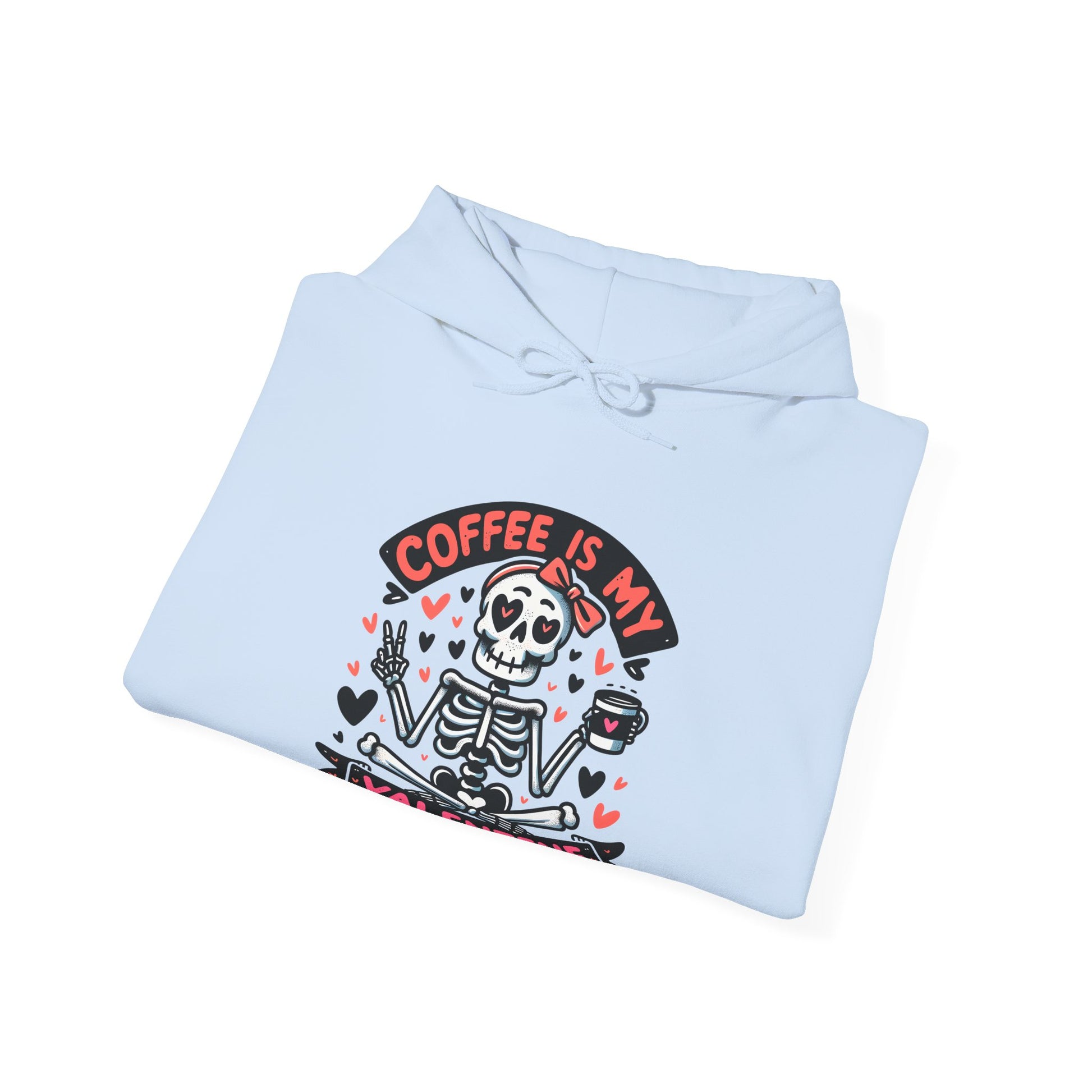 Coffee is My Valentine Hoodie, Valentine's Day Gift, Cute Skeleton Design