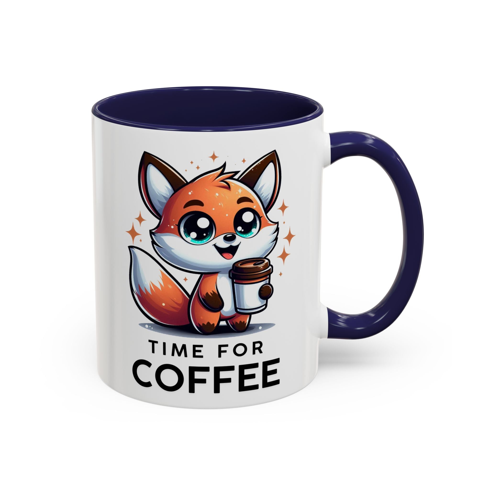 Cute Fox Coffee Mug - Time for Coffee, Animal Lover Gift, Fun Kitchenware, Personalize for Birthdays, Office Decor