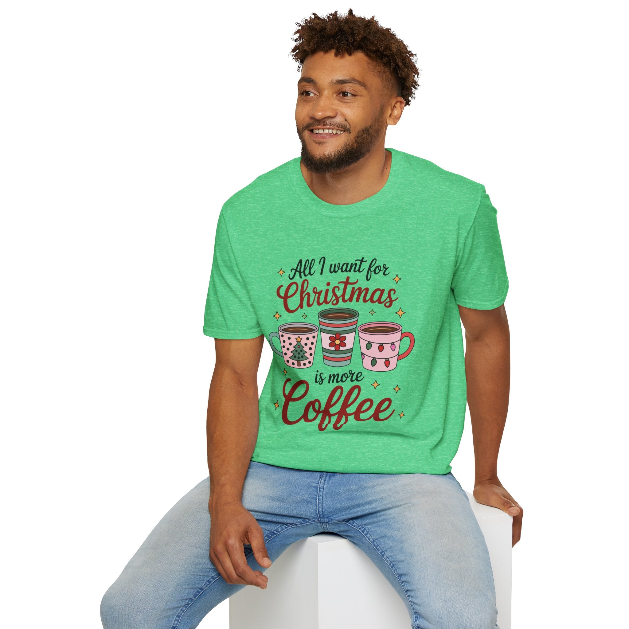 Christmas Coffee Lovers T-Shirt, Holiday Tee, Funny Christmas Gift, Unisex Softstyle Shirt, Coffee Theme Apparel