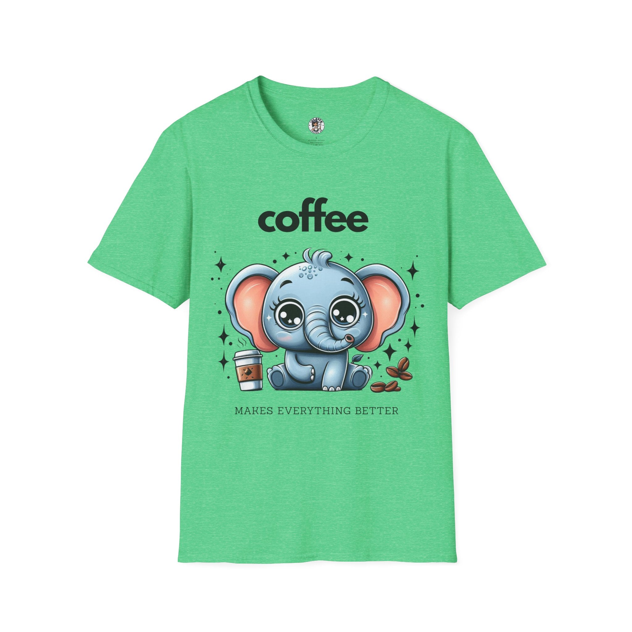 Coffee Makes Everything Better Cute Elephant Unisex Softstyle T-Shirt