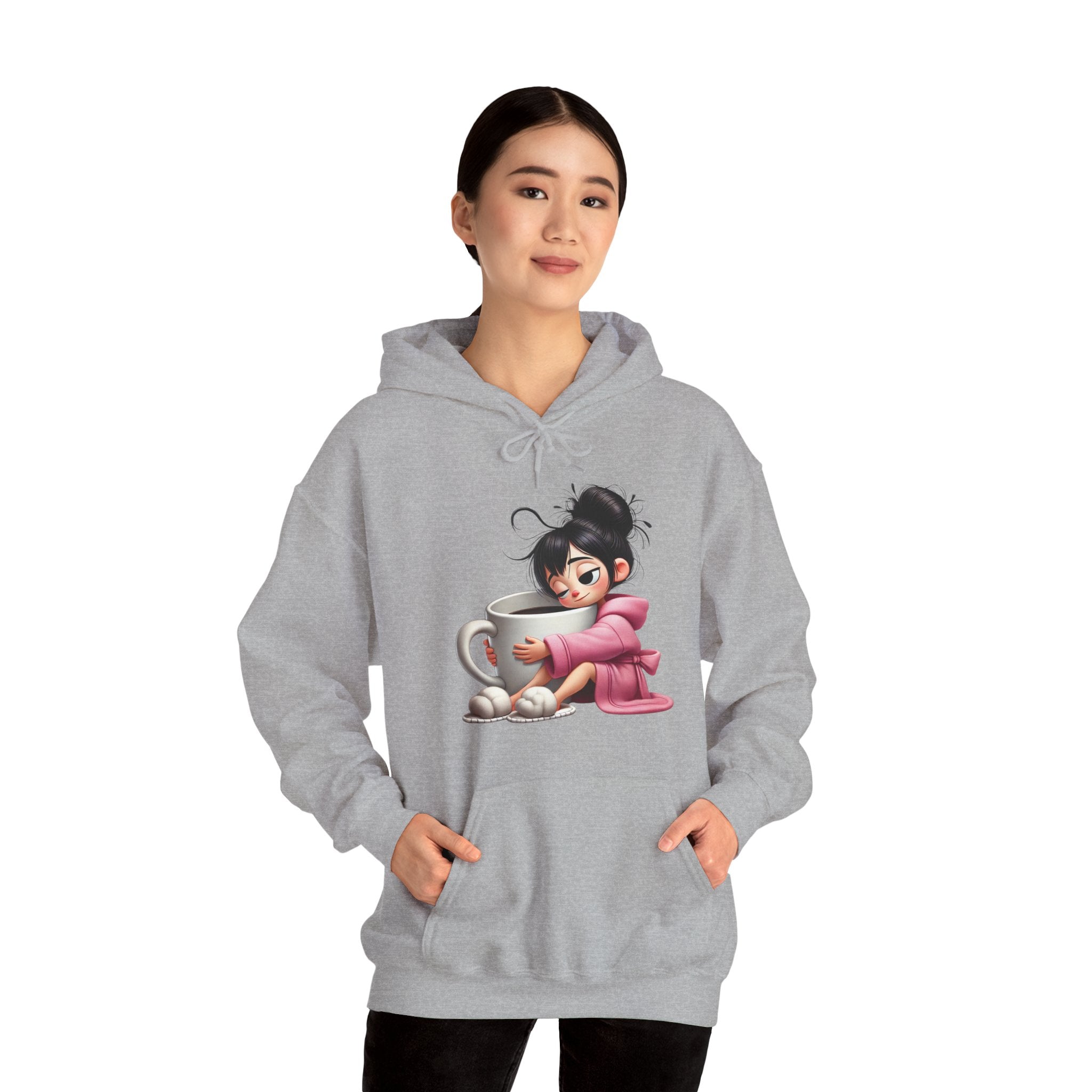 Cozy Coffee Lover Hoodie - Cute Cartoon Design for Chill Days