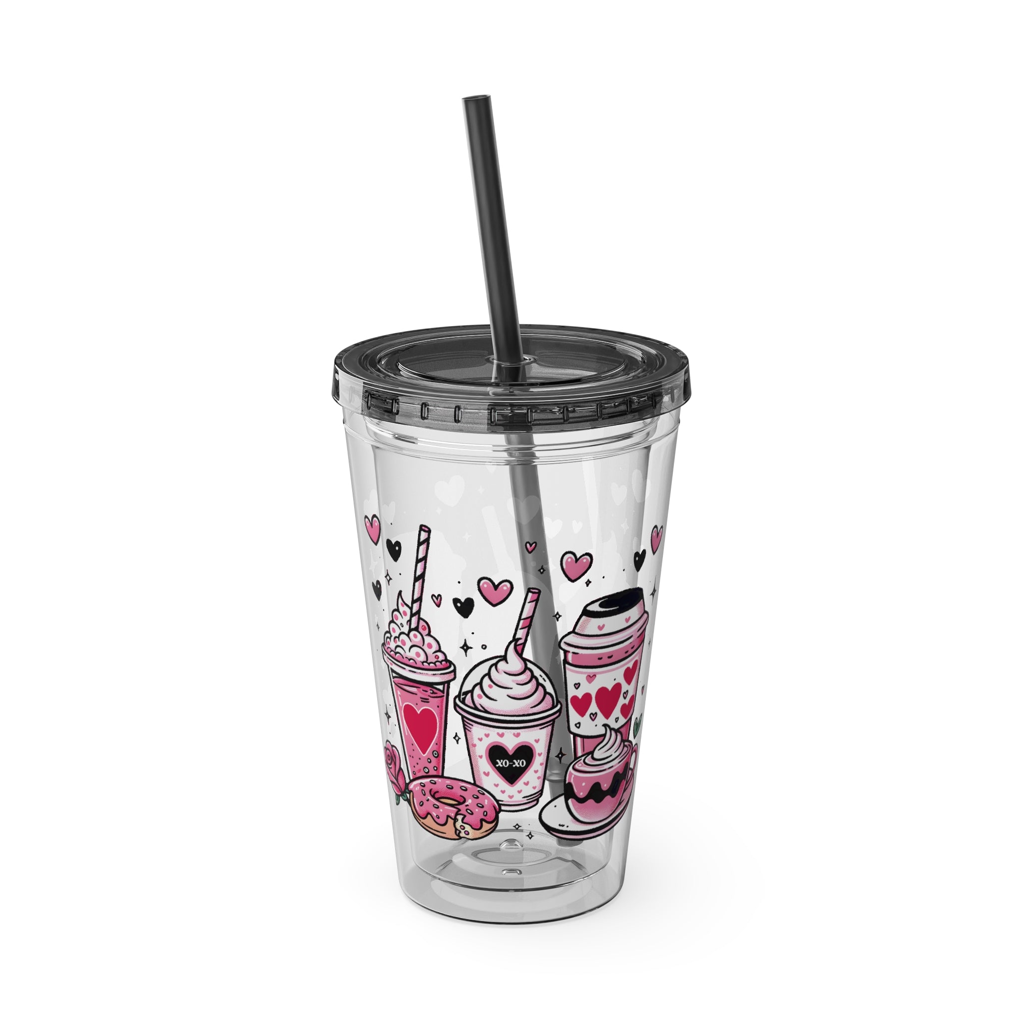 Sunsplash Tumbler with Straw, 16oz, Valentine's Day, Valentine Gift for her, Valentine Gift for him, Coffee Lovers Tumbler