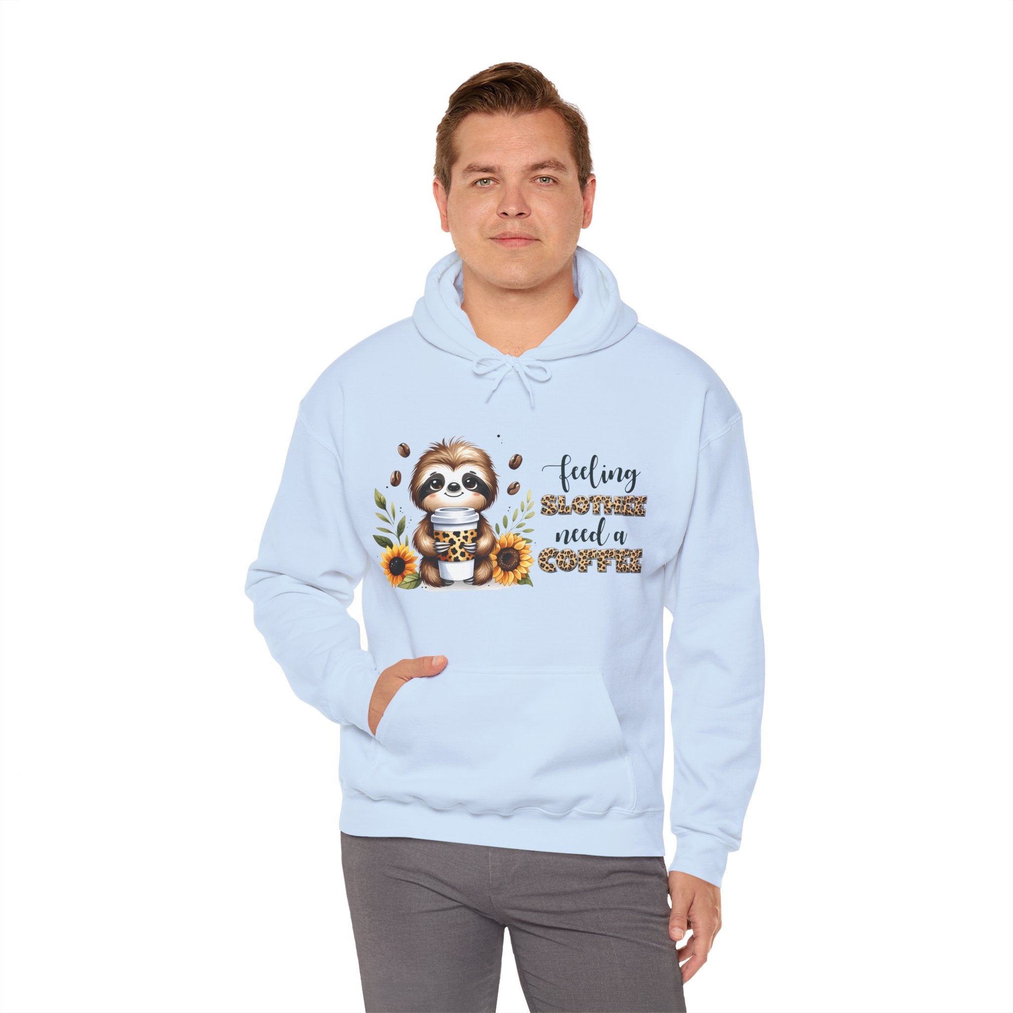 Cozy Sloth Coffee Hoodie, Feeling Slothee need a Coffee Hoodie, Coffee Lovers Hoodie