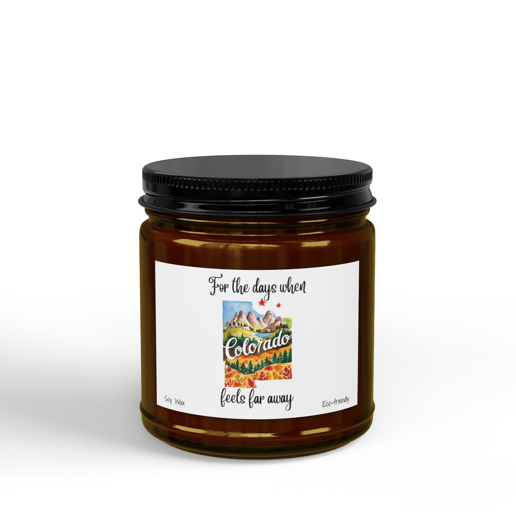 For the days when Colorado feels far away, Homesick Colorado Gift, State Candle, Souvenir, Scented Soy Candles Black Lid, Eco-friendly Gift