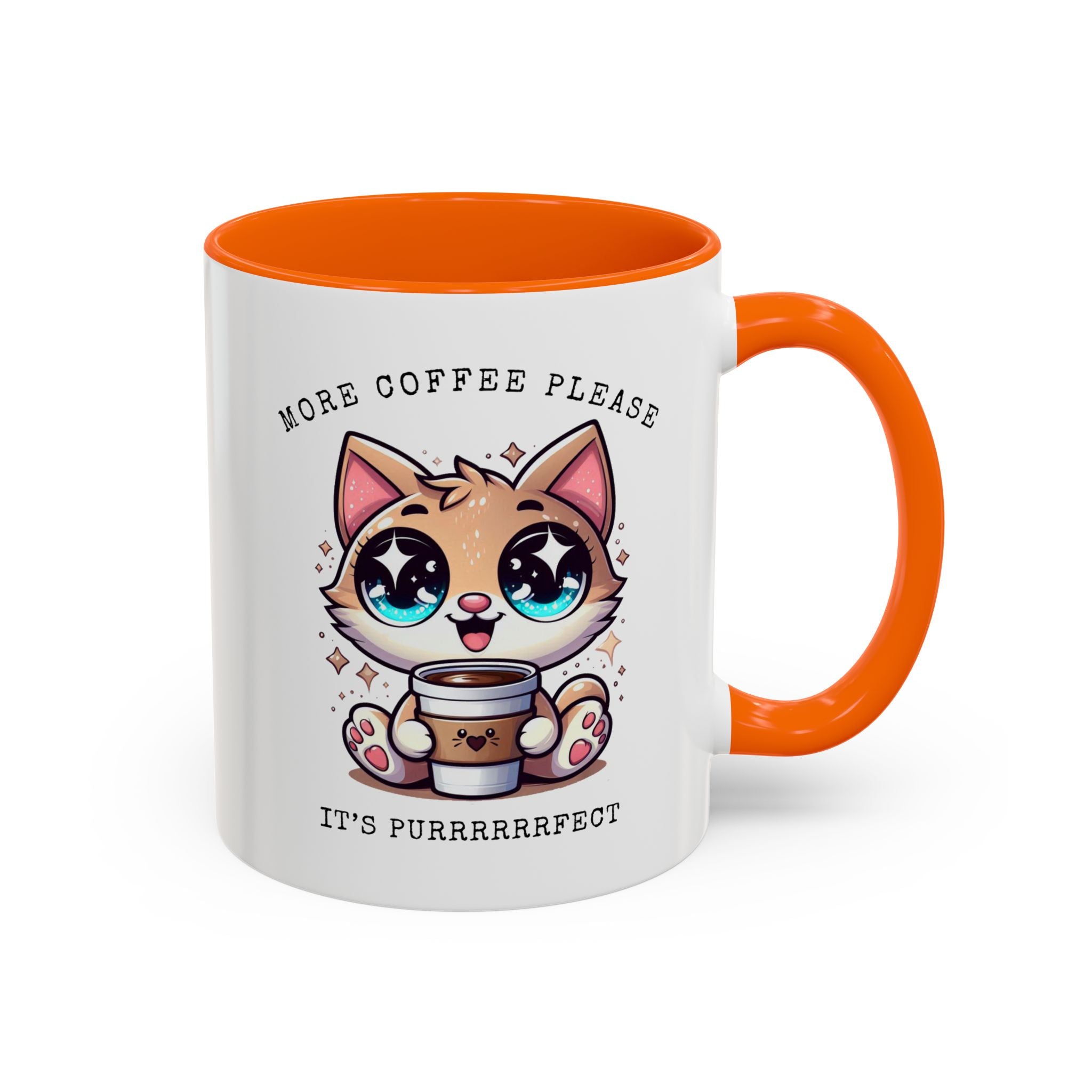 Cute Cat Coffee Mug - More Coffee Please, Adorable Gift for Cat Lovers, Fun Kitchen Decor, Perfect for Birthdays or Holidays