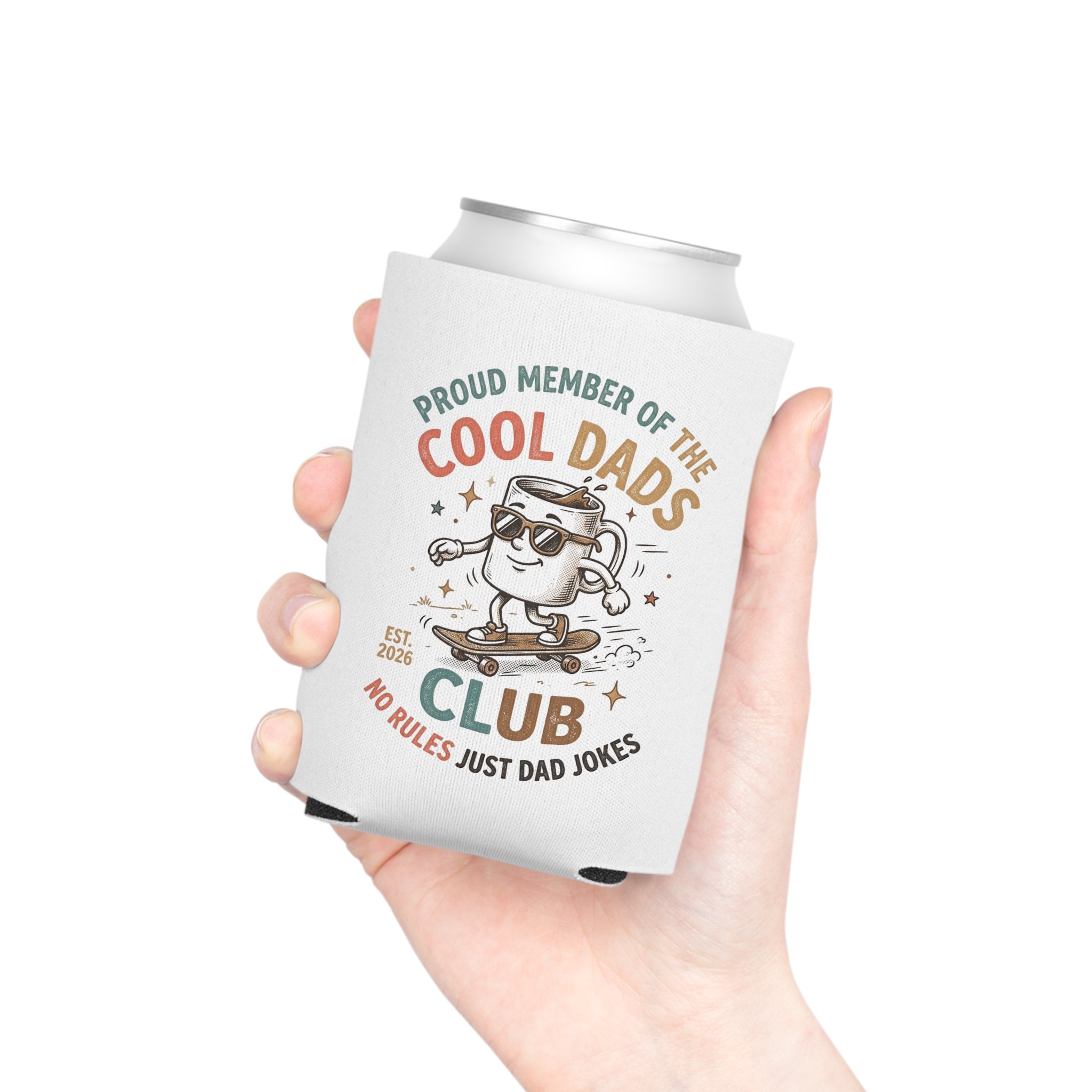Proud Member of the Cool Dads Club No Rules just Dad Jokes Can Cooler, Insulated Holder for Dads, Father's Day