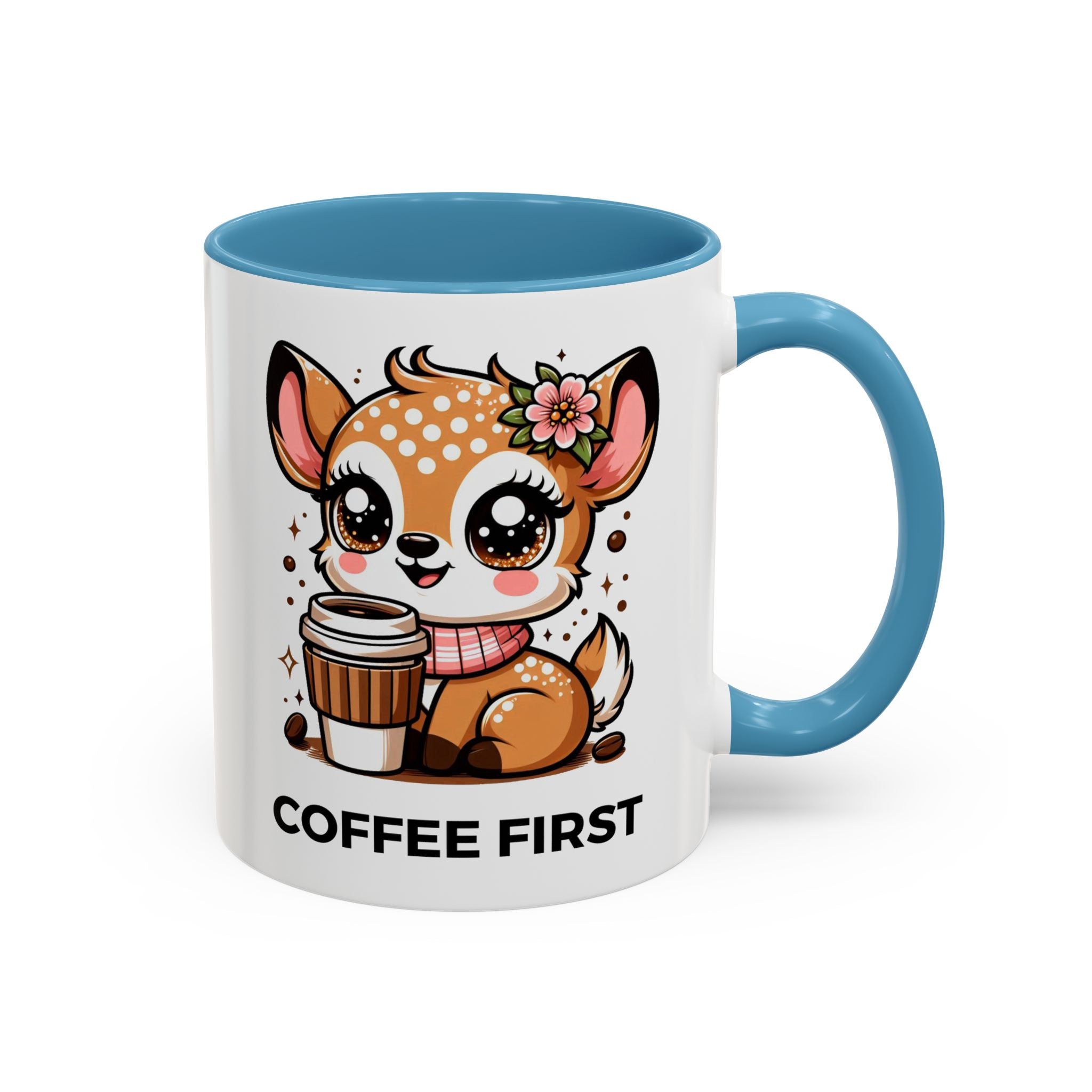Cute Coffee Mug, Coffee First, Animal Lover Gift, Kawaii Mug, Adorable Animal Coffee Cup