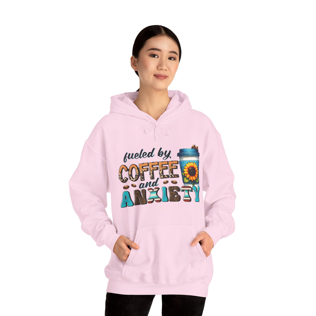Fueled by Coffee and Anxiety Hoodie, Cozy Unisex Sweatshirt for Coffee Lovers