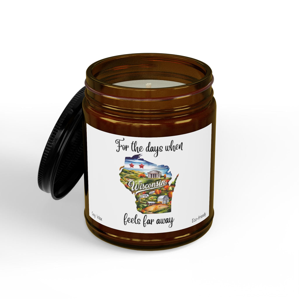 For the days when Wisconsin feels far away, Homesick Wisconsin Gift, State Candle, Wisconsin Souvenir,Soy Candles Black Lid, Retirement Gift