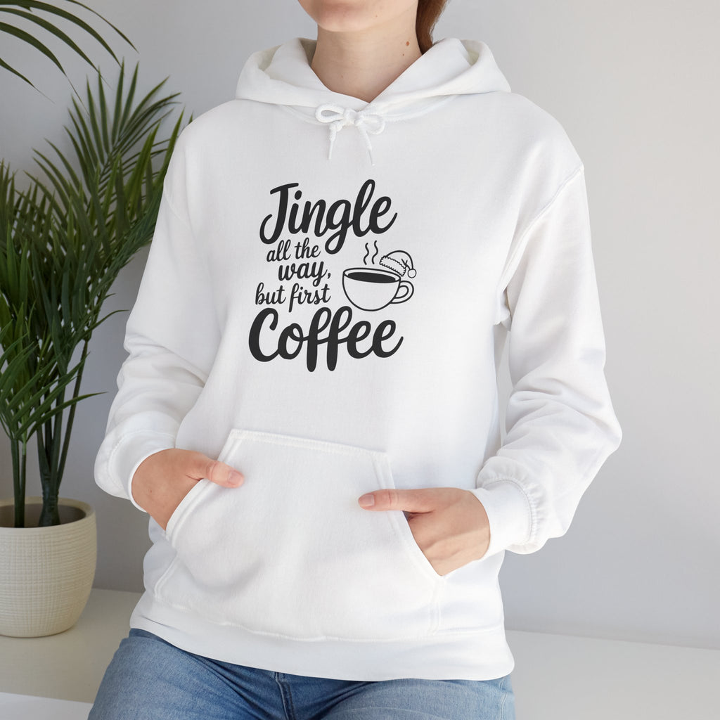 Jingle All the Way Coffee Hoodie, Gift for Coffee Lovers, Xmas Celebration Outfit
