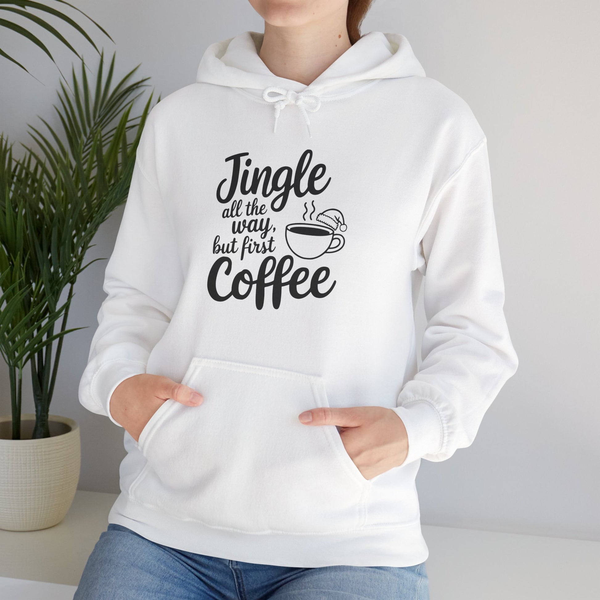 Jingle All the Way Coffee Hoodie, Gift for Coffee Lovers, Xmas Celebration Outfit