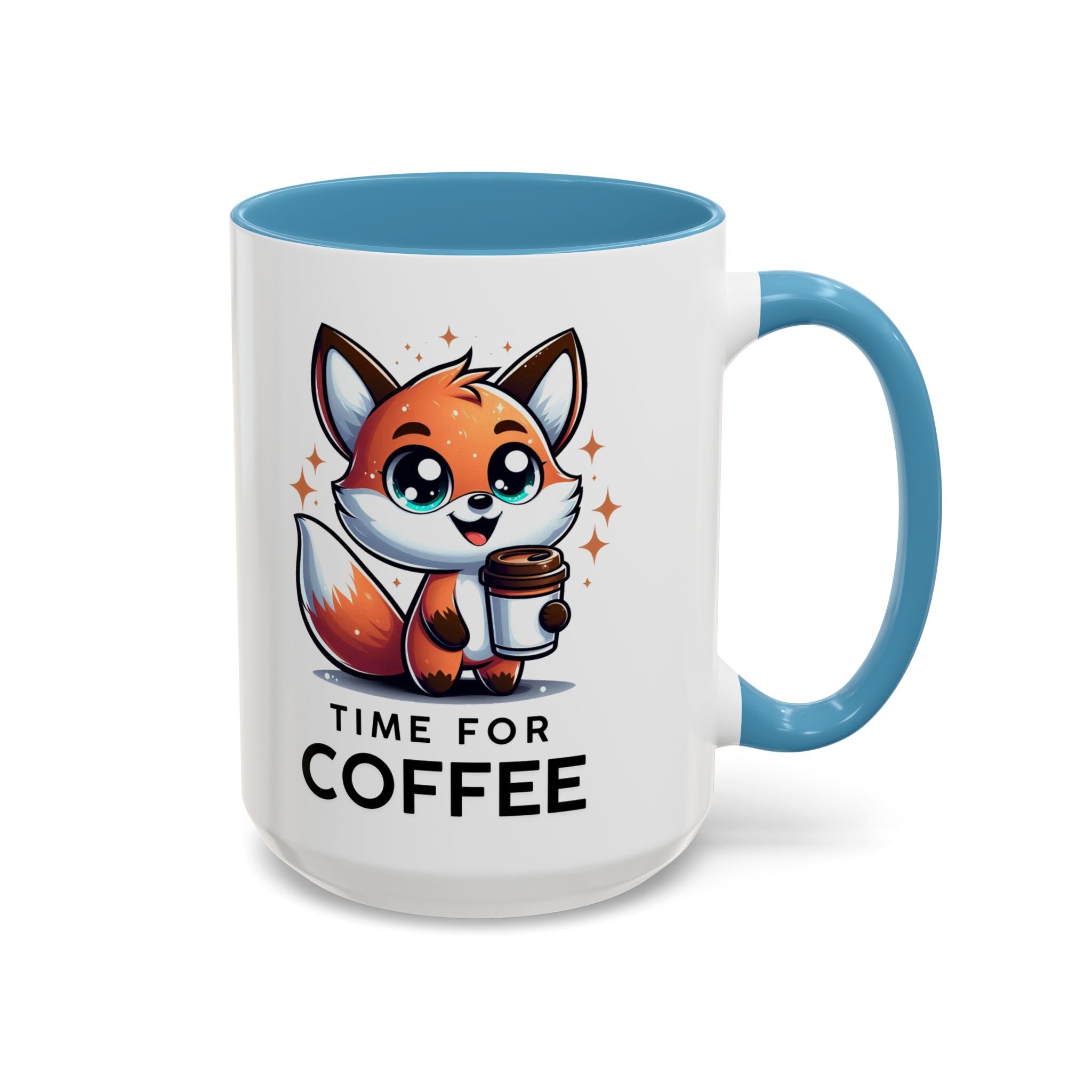 Cute Fox Coffee Mug - Time for Coffee, Animal Lover Gift, Fun Kitchenware, Personalize for Birthdays, Office Decor