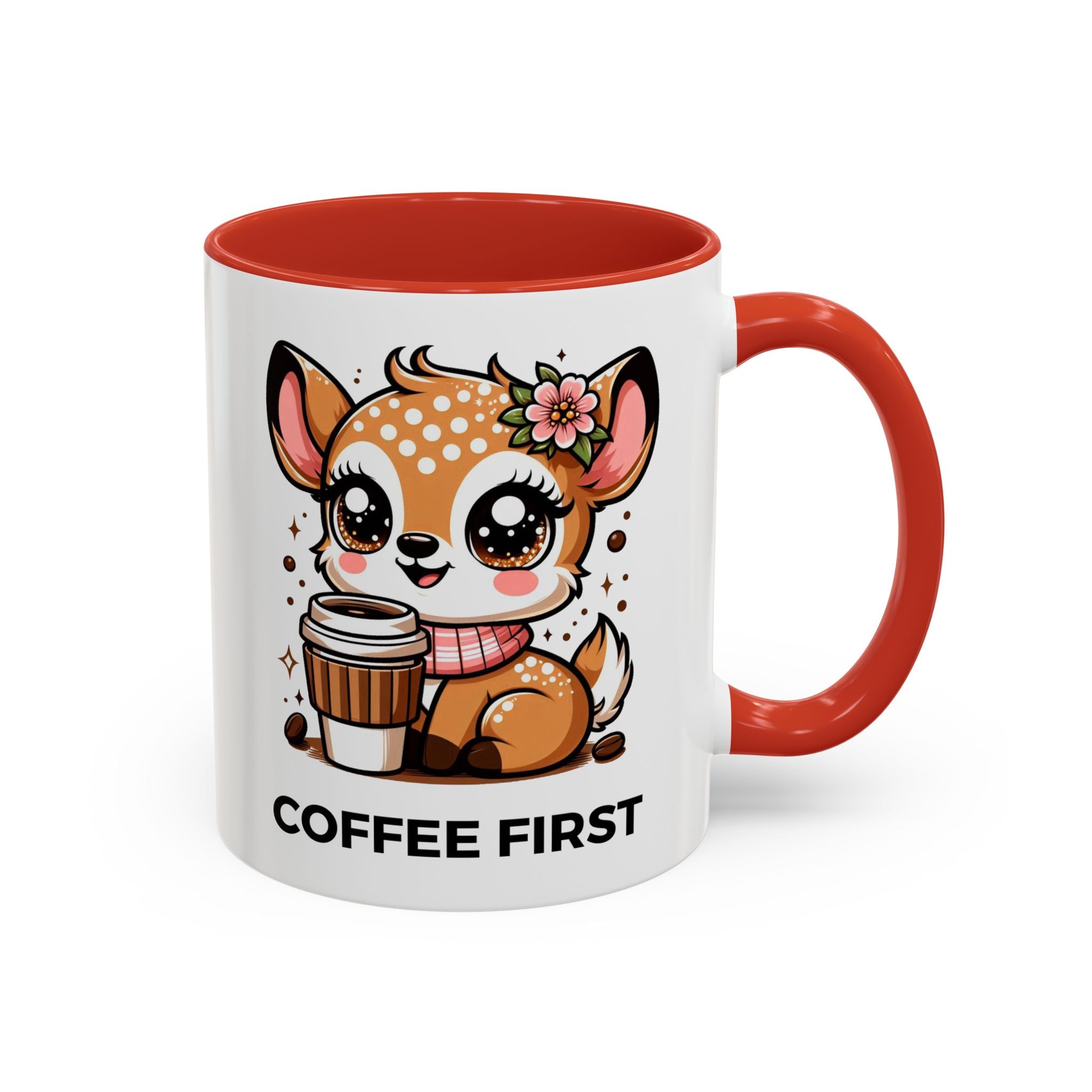 Cute Coffee Mug, Coffee First, Animal Lover Gift, Kawaii Mug, Adorable Animal Coffee Cup