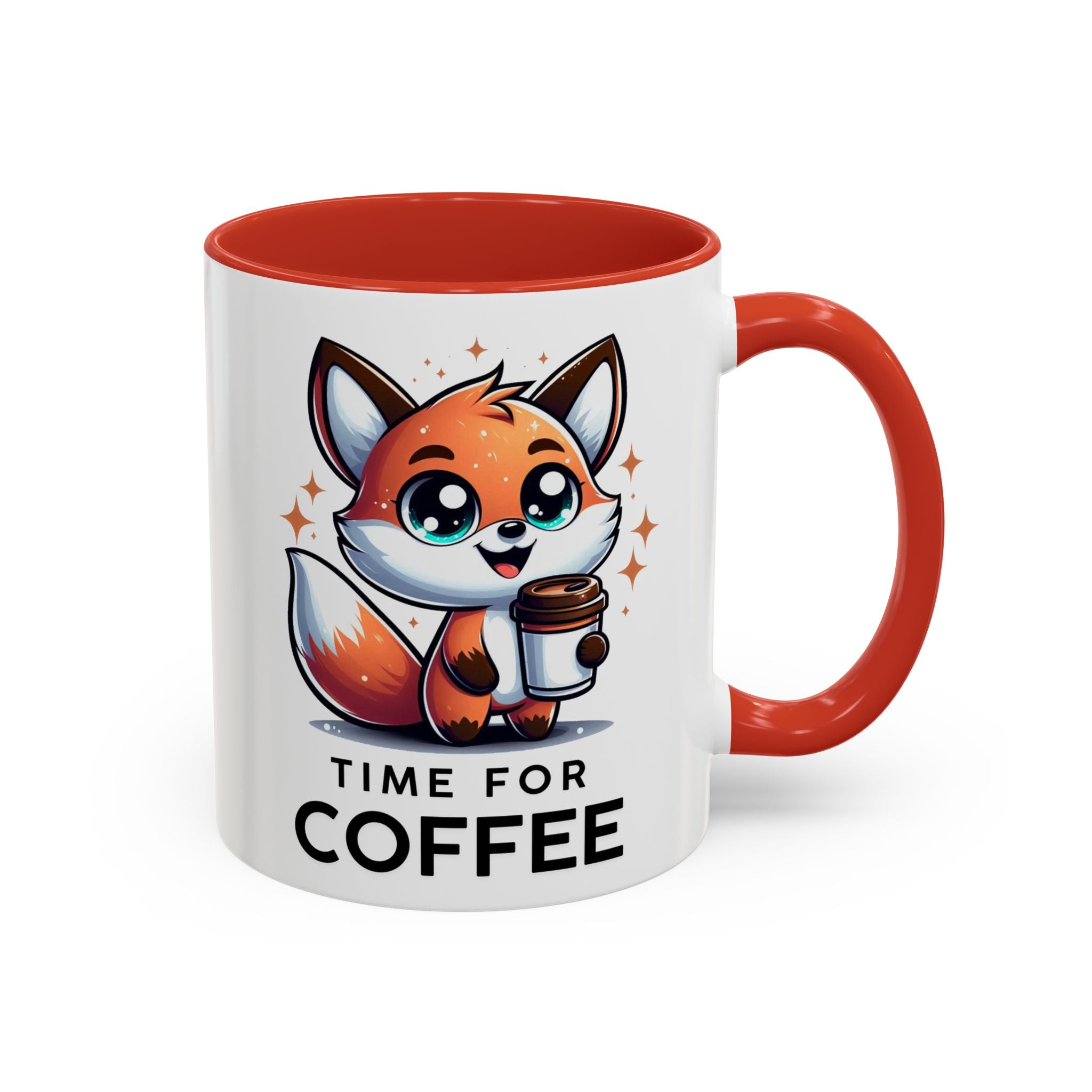 Cute Fox Coffee Mug - Time for Coffee, Animal Lover Gift, Fun Kitchenware, Personalize for Birthdays, Office Decor