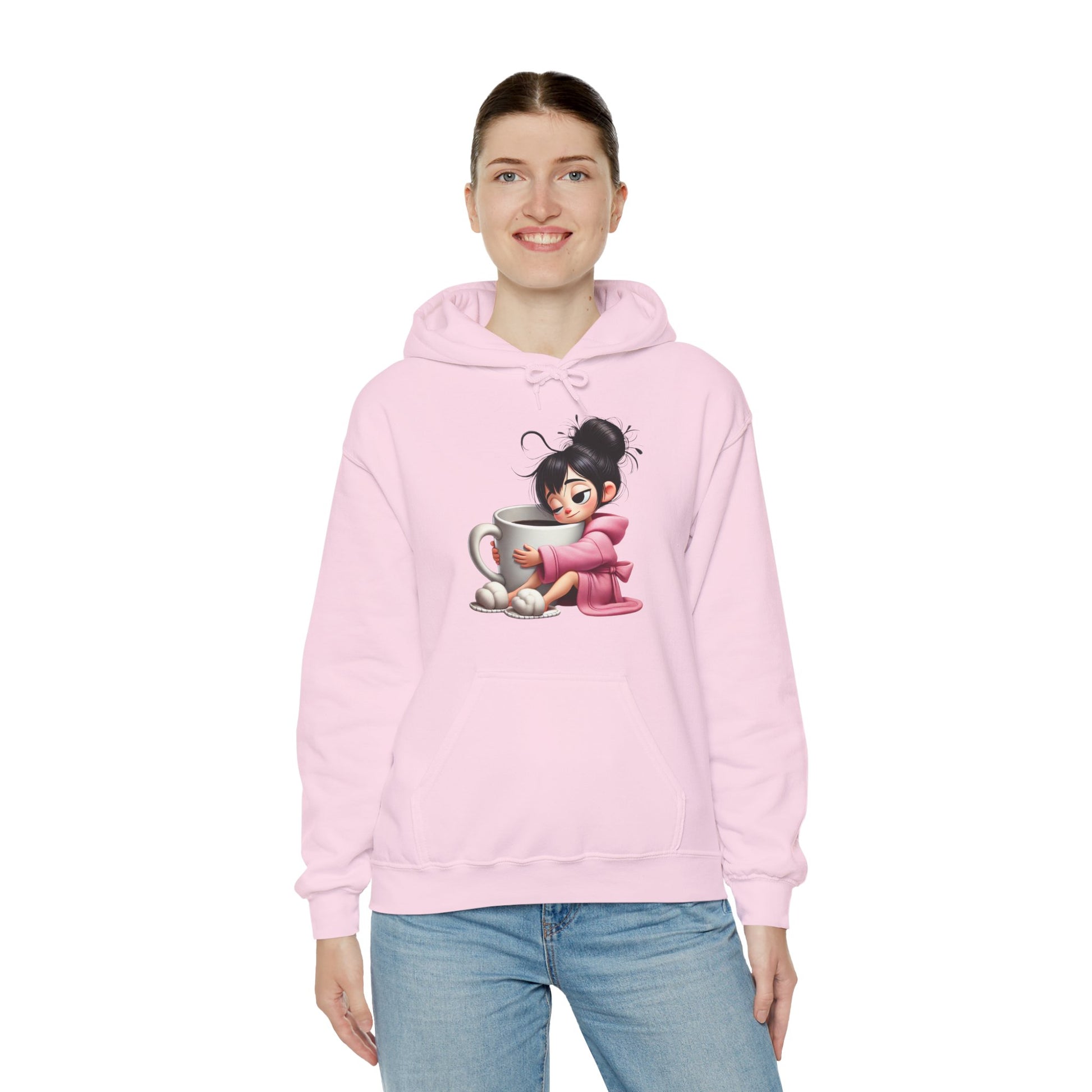 Cozy Coffee Lover Hoodie - Cute Cartoon Design for Chill Days