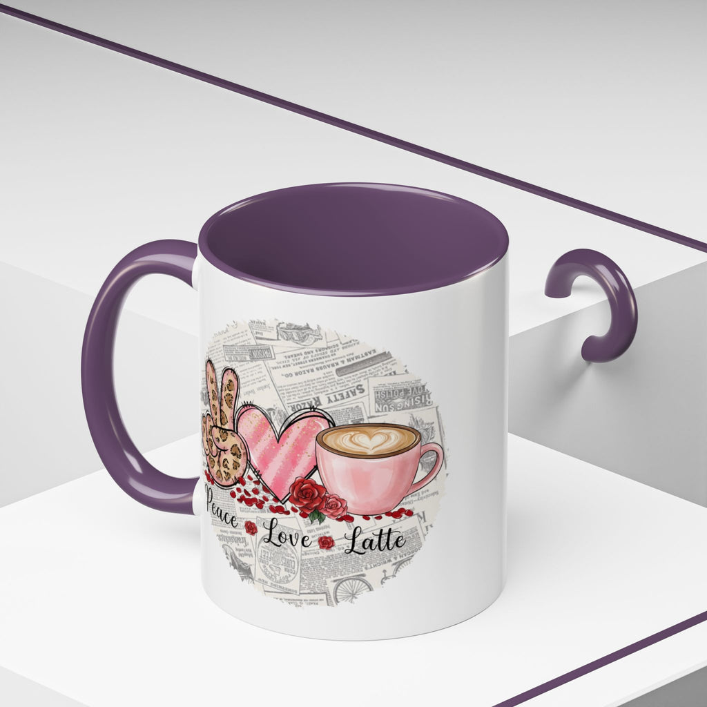 Peace Love Latte Coffee Mug (11, 15oz), Mug for Coffee Lovers, Gift for her for him, Coworker gift ideas, Valentine Coffee Mug, Cute Mug