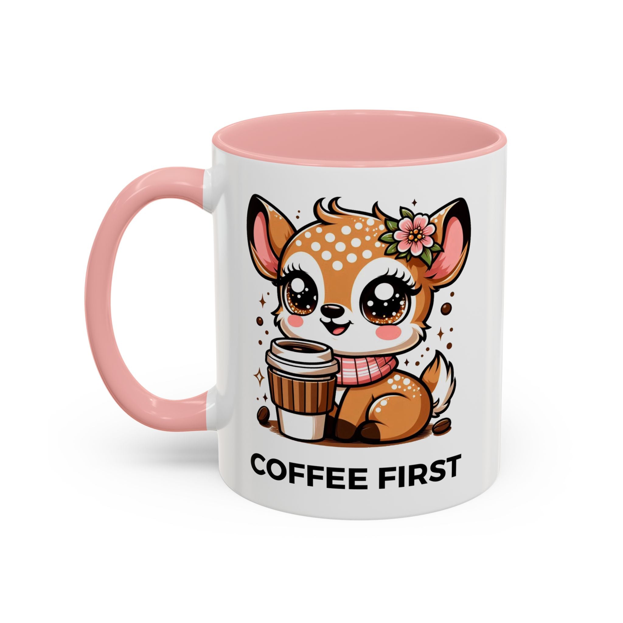 Cute Coffee Mug, Coffee First, Animal Lover Gift, Kawaii Mug, Adorable Animal Coffee Cup
