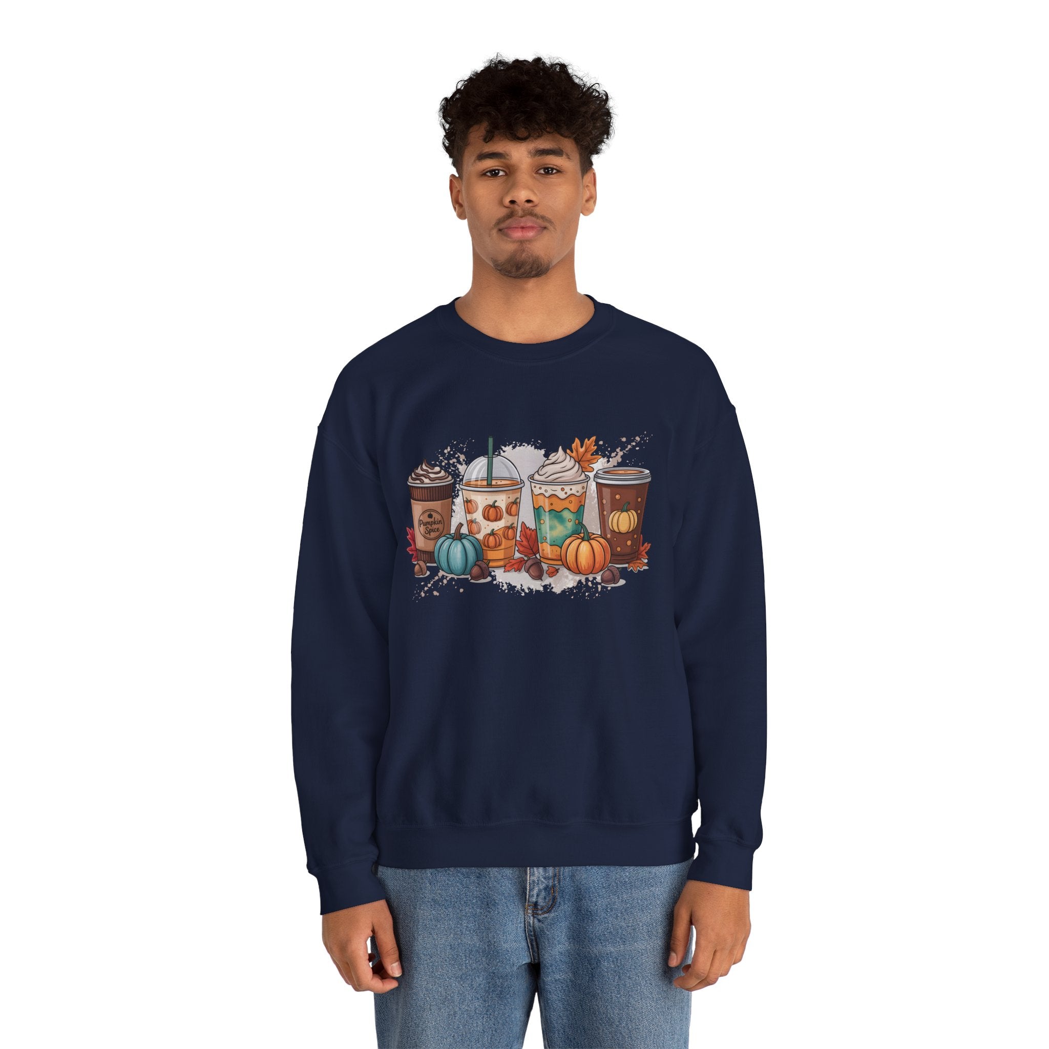 Fall-Inspired Cozy Crewneck Sweatshirt, Autumn Apparel, Unisex Coffee Lovers Sweatshirt
