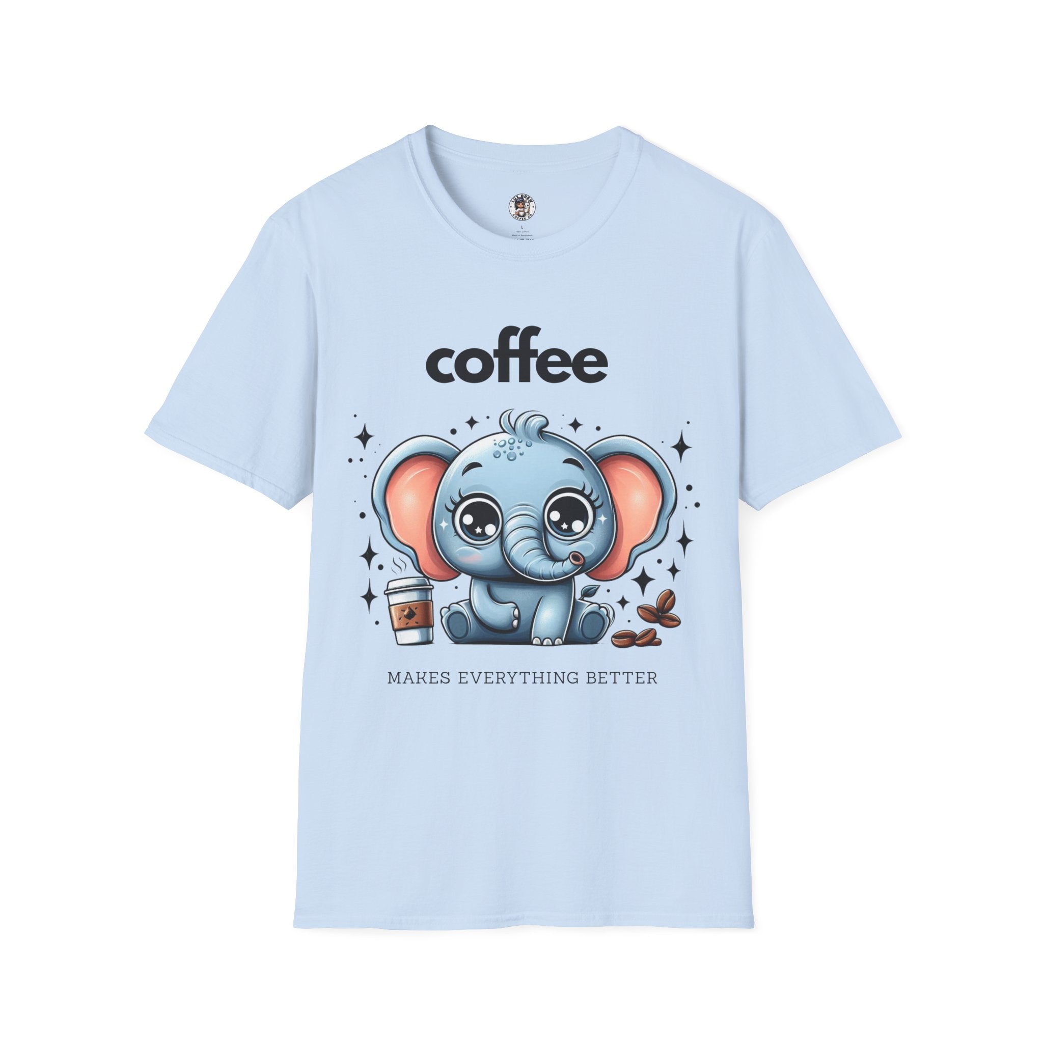 Coffee Makes Everything Better Cute Elephant Unisex Softstyle T-Shirt