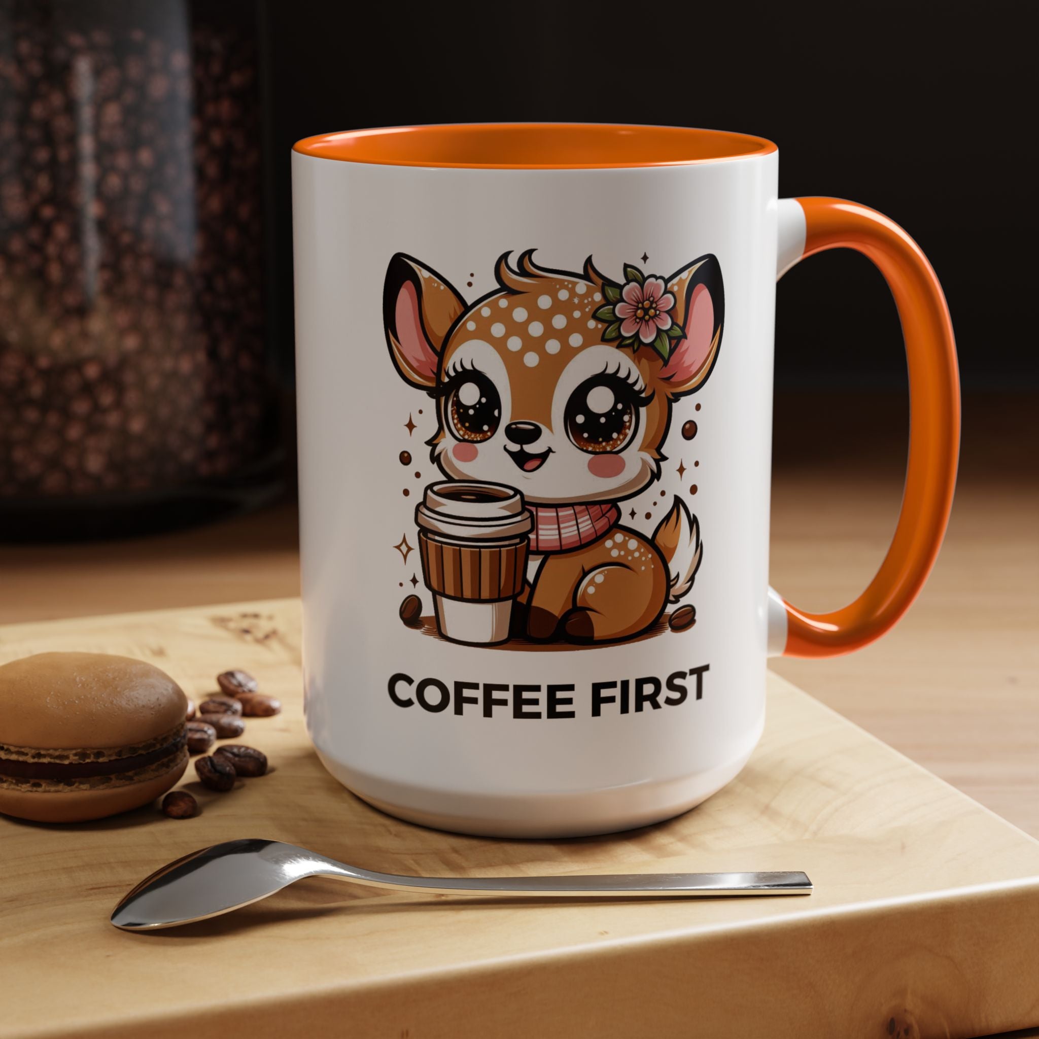 Cute Coffee Mug, Coffee First, Animal Lover Gift, Kawaii Mug, Adorable Animal Coffee Cup