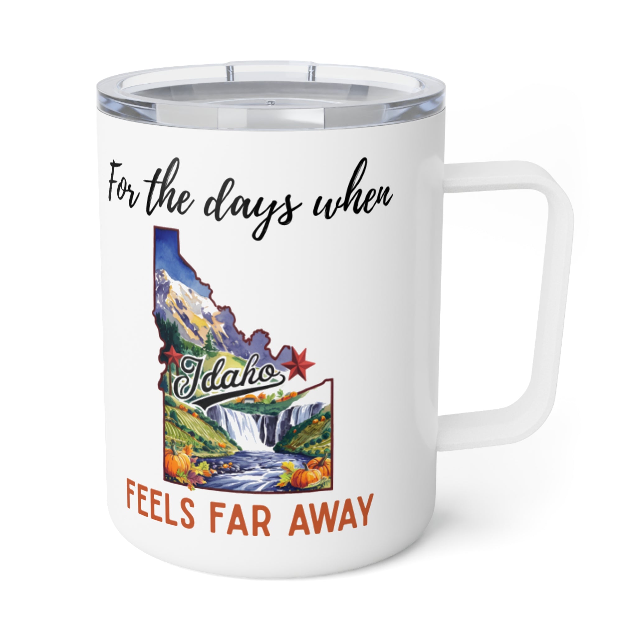 Idaho feels far away Insulated Coffee Mug, Missing Idaho Coffee tumbler, Homesick Mug