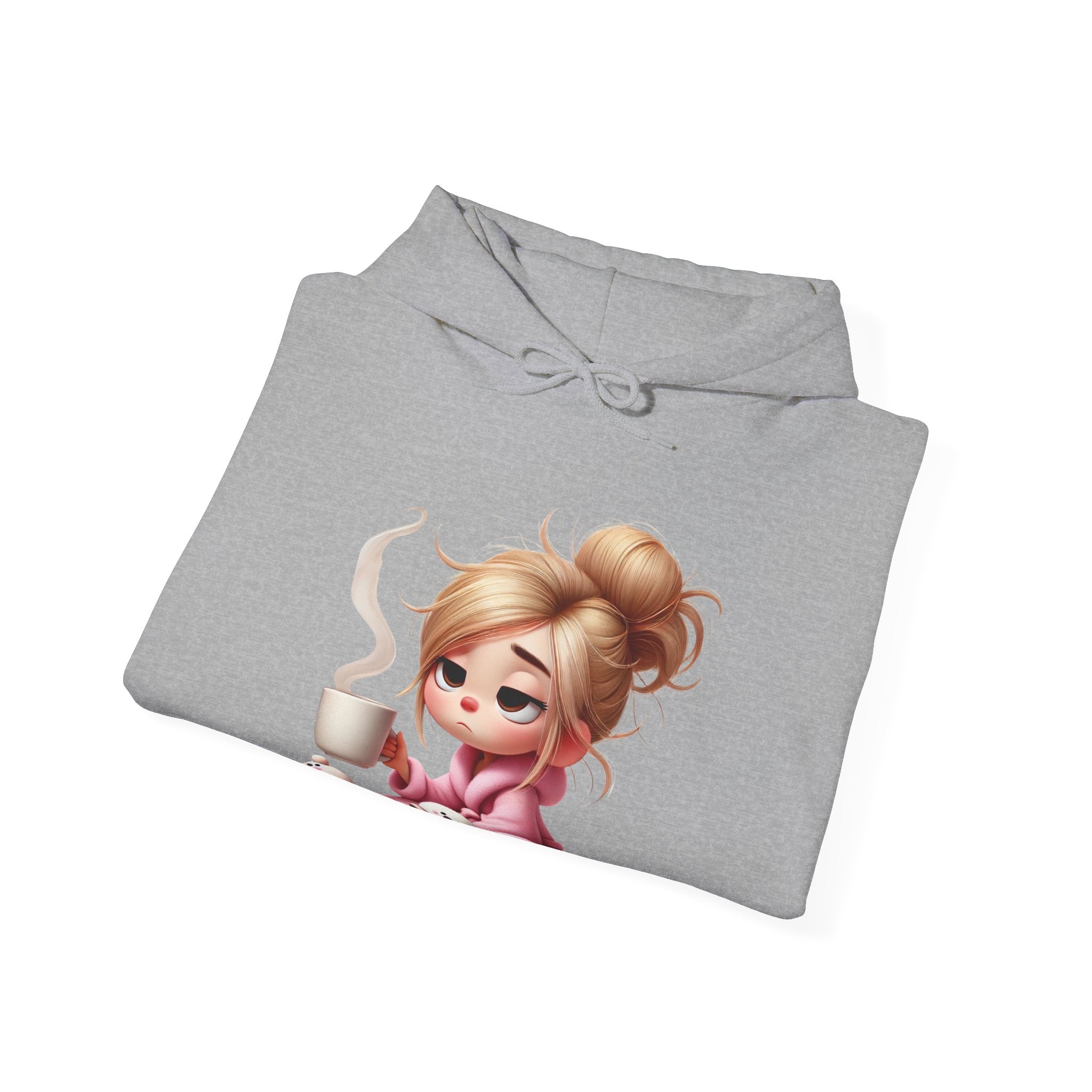 Cozy Illustration Hooded Sweatshirt, Relaxing Hoodie for Coffee Lovers